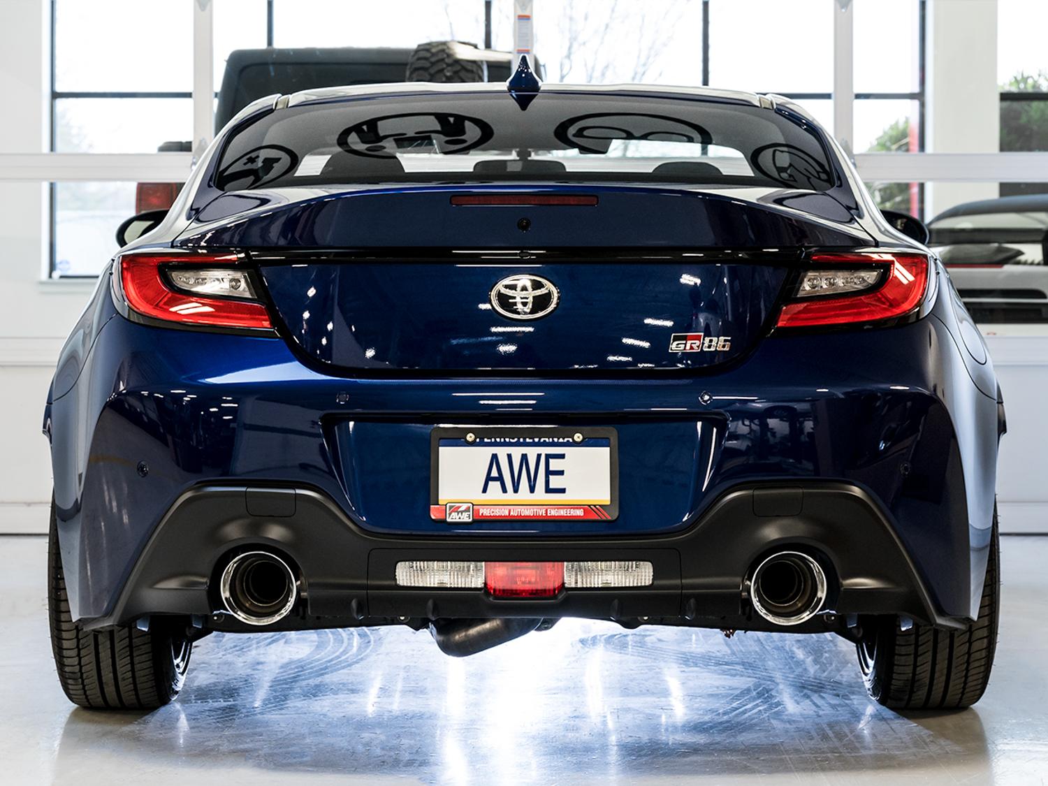 AWE Track Edition Exhaust - Chrome Silver Tips (2016-2023 Subaru BRZ / Toyota GR86 / Toyota 86) - 3020-32279