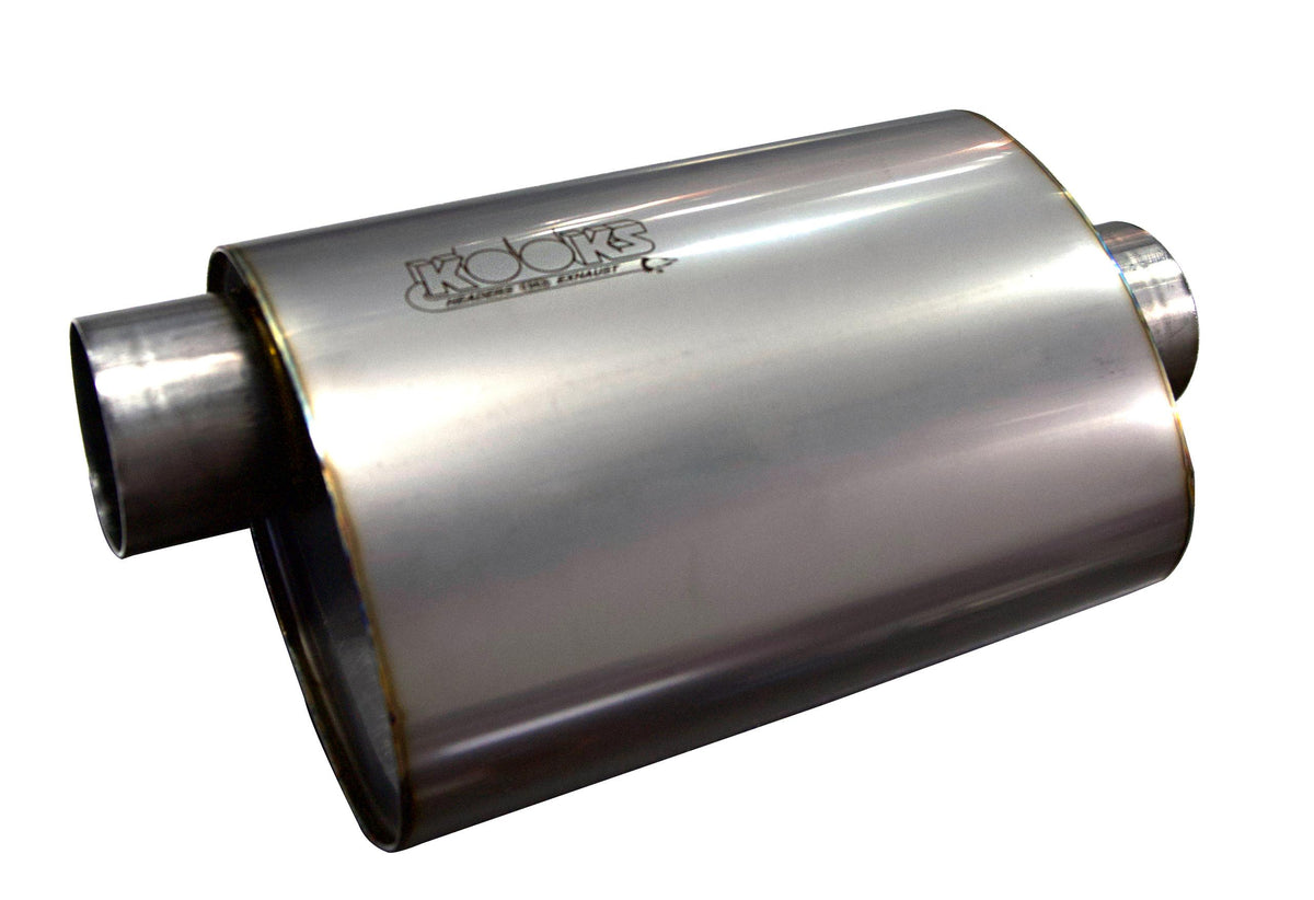 Kooks 3" Oval Center/Offset Muffler 12" Long Body. Stainless Steel. - MUF-018