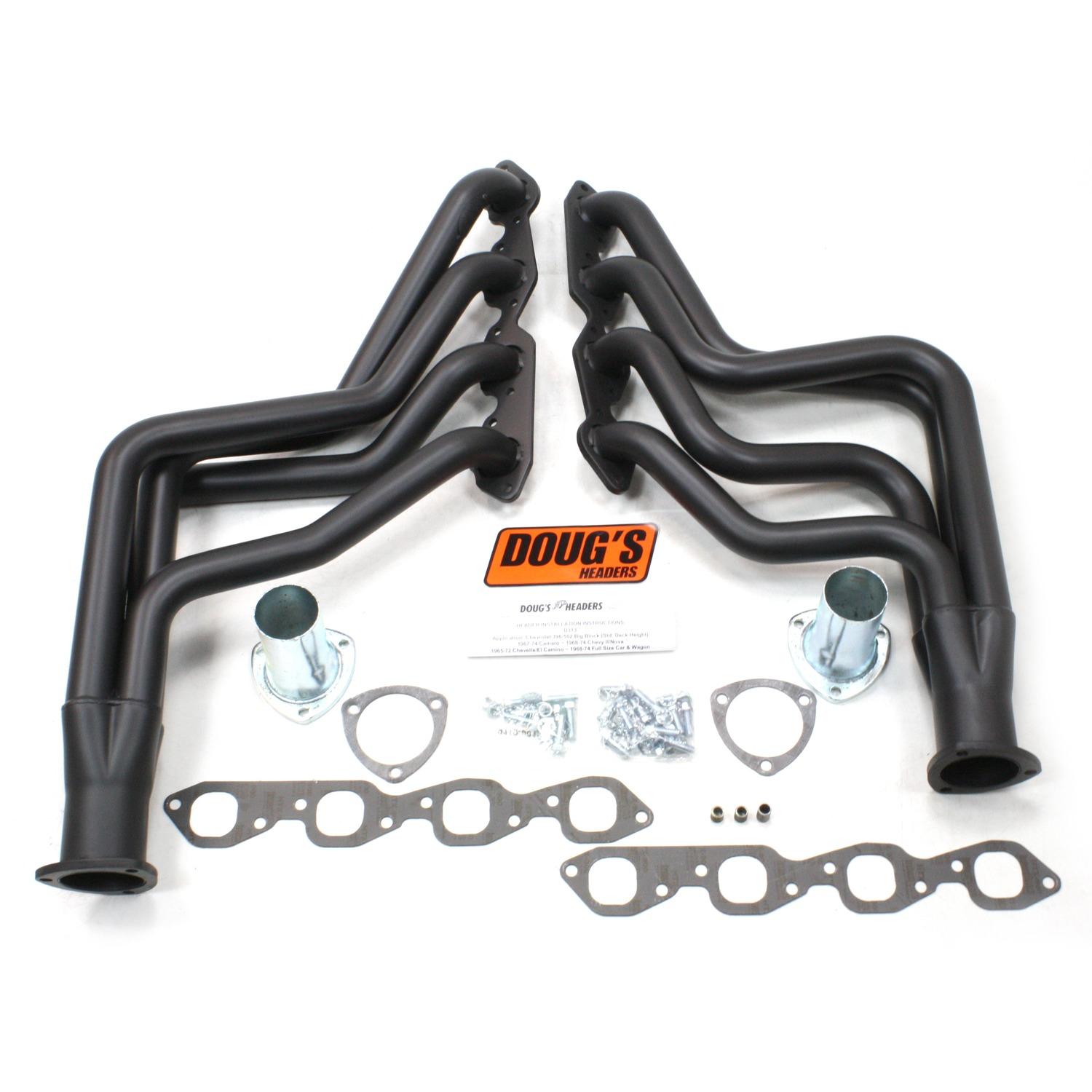 Doug's Long Tube Header 64-77 GM F & A Body 396-502 BBC 1 3/4" Primary 3" Collector Black Hi Temp Coated D313-B  - D313-B