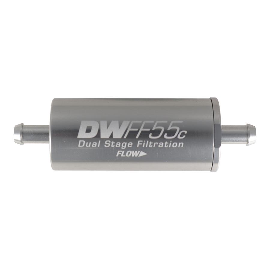 DeatschWerks 5/16 in Barb, 10 micron, 55mm In-line fuel filter kit - 8-03-55C-010K
