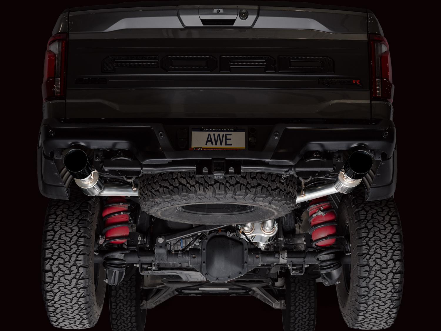 AWE SwitchPath Exhaust - Diamond Black Tips (2023-2025 F-150 Raptor R 5.2L) - 3025-33852