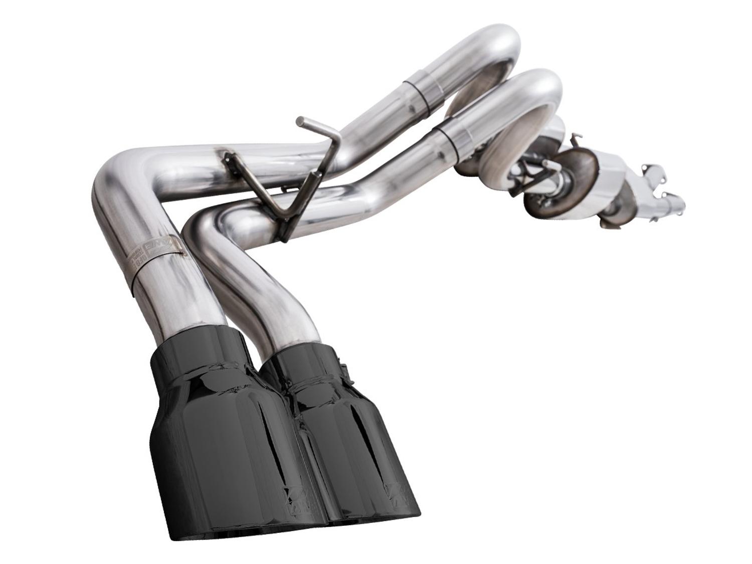 AWE 0FG Exhaust w/ Bashgaurd - Dual Diamond Black Tips (2016-2023 Tacoma 3.5L) - 3015-33826