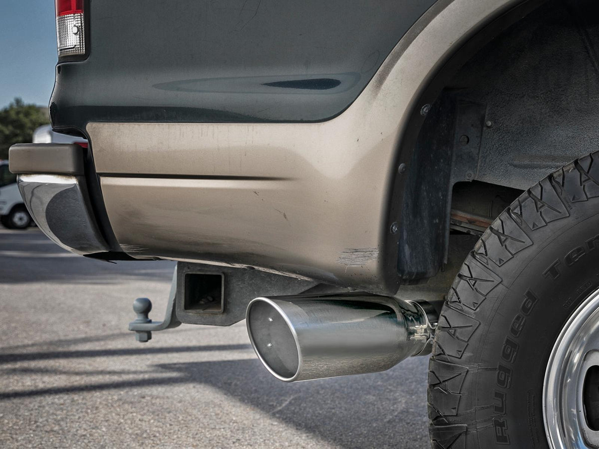AFE Large Bore-HD 4 IN 409 Stainless Steel Turbo-Back Exhaust System w/ Polished Tip (Ford Excursion 00-03 V8-7.3L (td)) - 49-43008-P