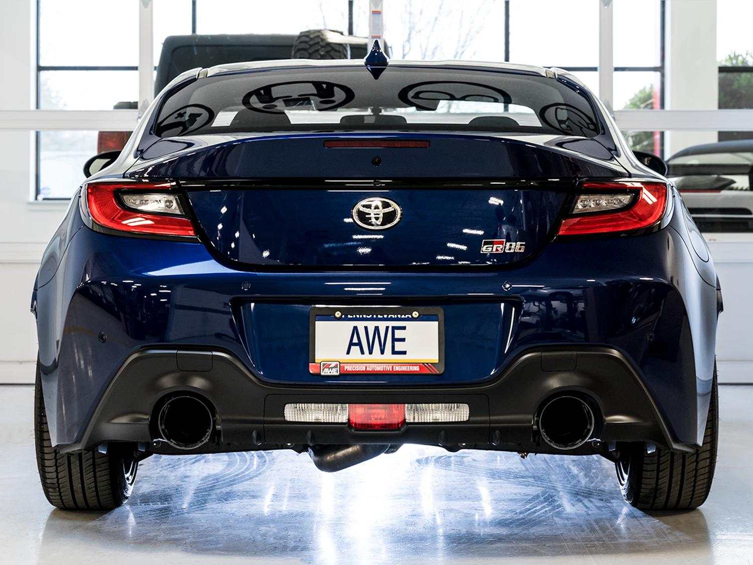 AWE Track Edition Exhaust - Diamond Black Tips (2016-2023 Subaru BRZ / Toyota GR86 / Toyota 86) - 3020-33279