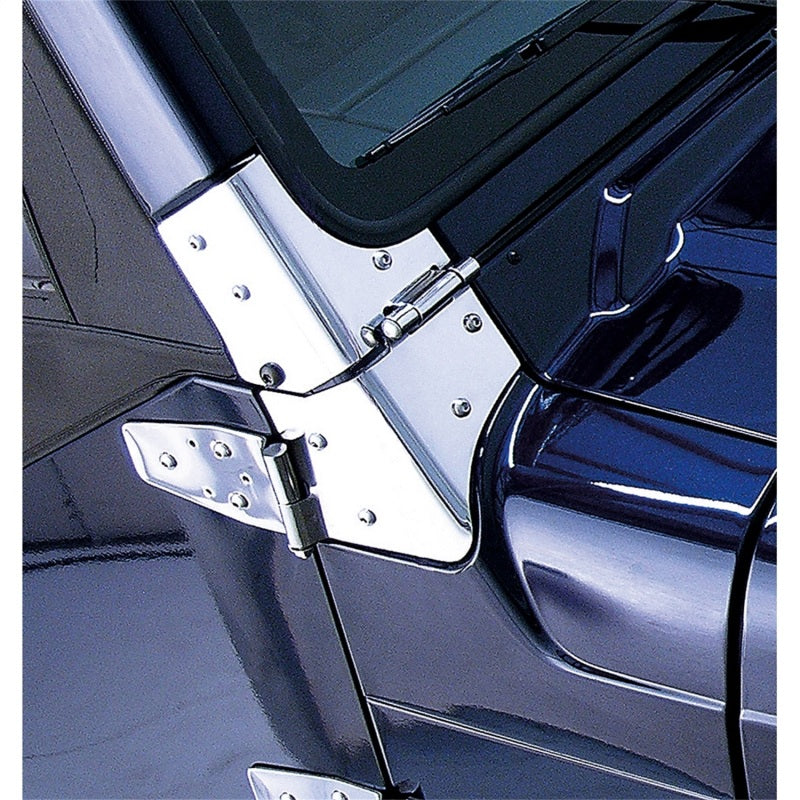 Rugged Ridge Windshield Hinge Kit Stainless Steel; 97-06 Jeep Wrangler Tj - 11112.02