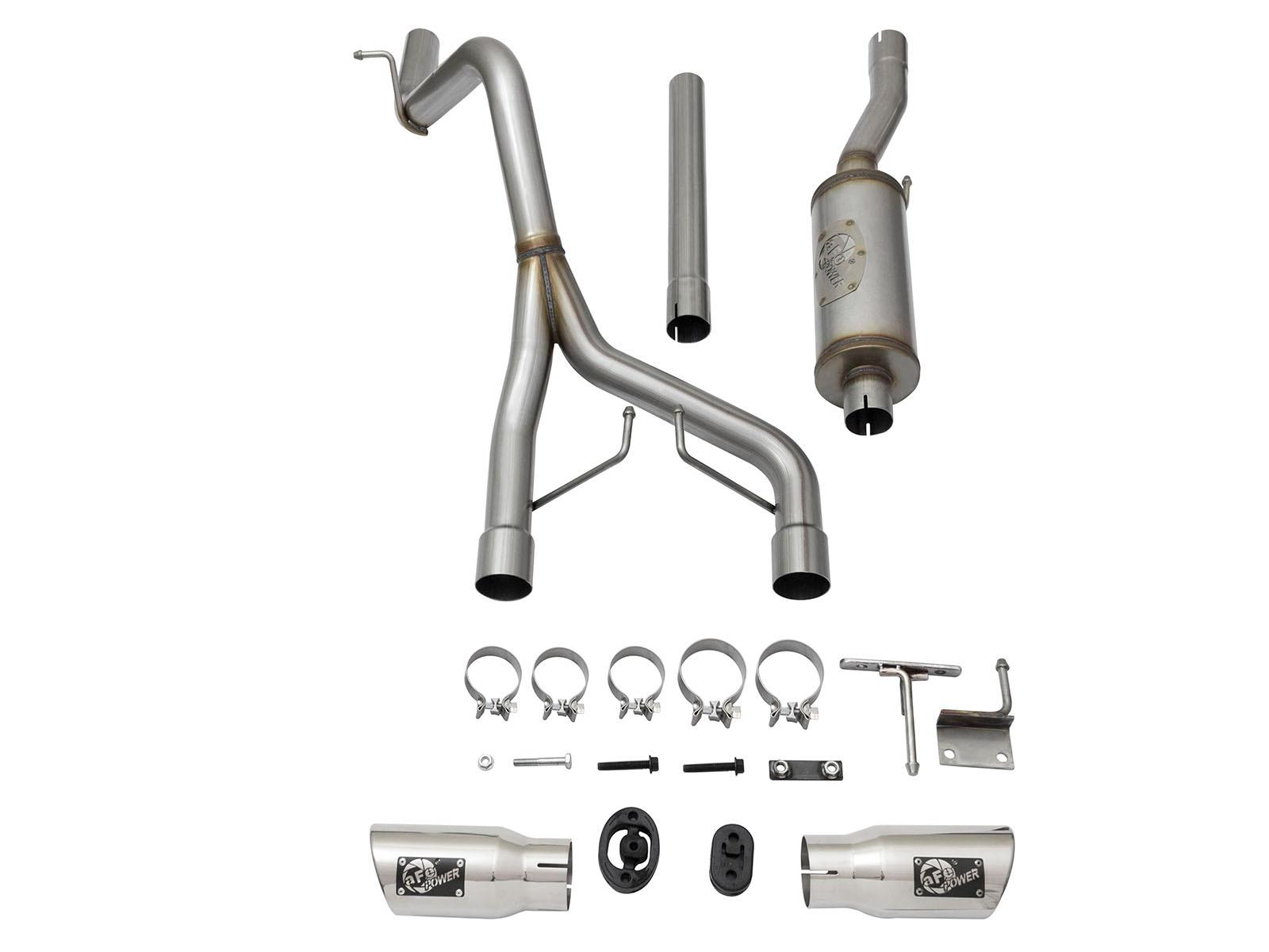 AFE Rebel Series 2-1/2in 409 Stainless Steel Cat-Back Exhaust System w/Polished Tip - 49-48056-P