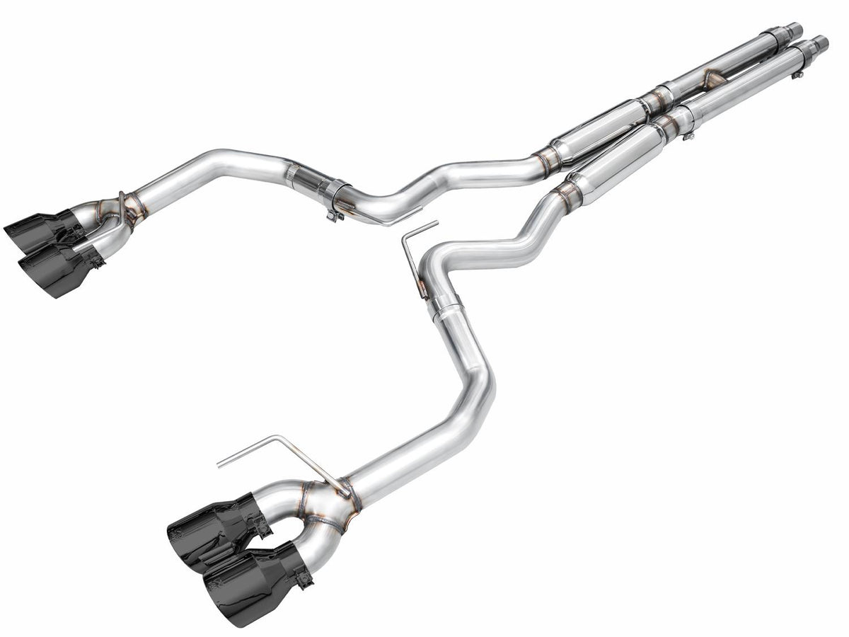 AWE Track Edition Catback Exhaust - Quad Diamond Black Tips (2024-2026 Mustang GT) - 3020-43650