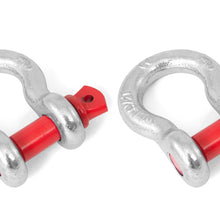 Rugged Ridge D-Ring Shackle Kit 5/8 Inch Silver/Red Pin Steel Pair - 11235.02