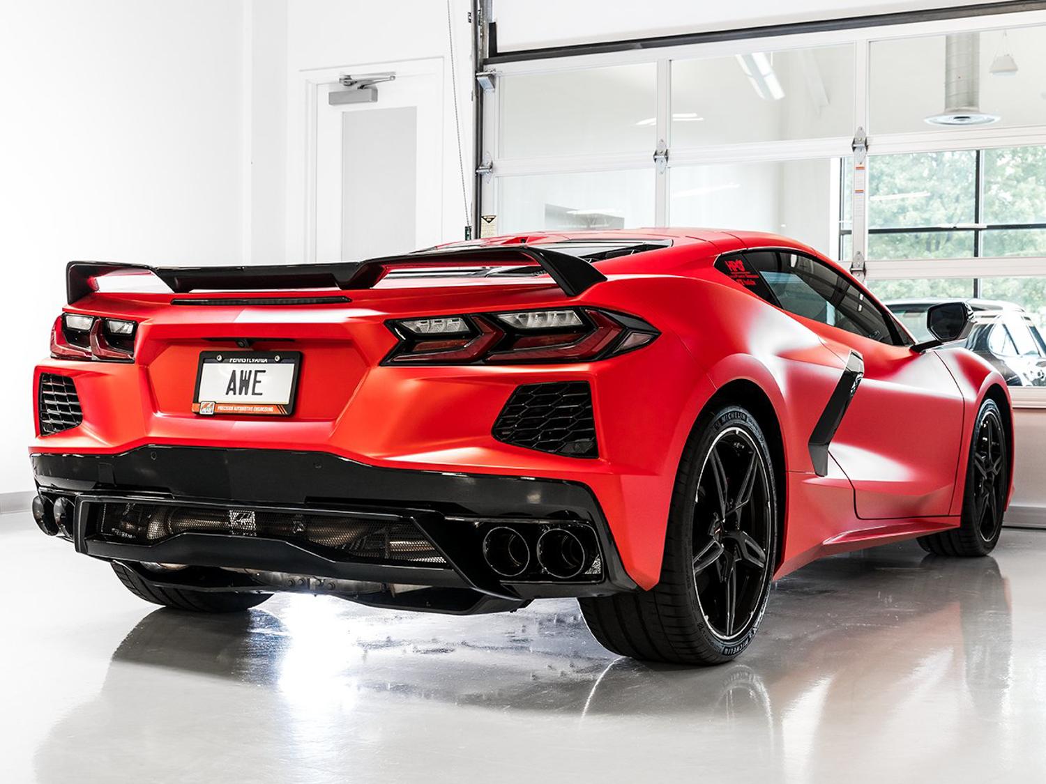 AWE Track Edition Exhaust - Quad Diamond Black Tips (2020-2024 Corvette C8) - 3020-43086