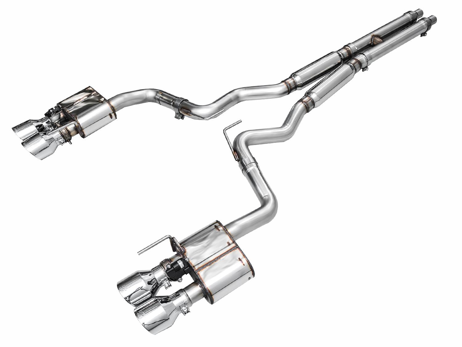 AWE SwitchPath Catback Exhaust - Quad Chrome Silver Tips (2024-2026 Mustang GT) - 3025-42650