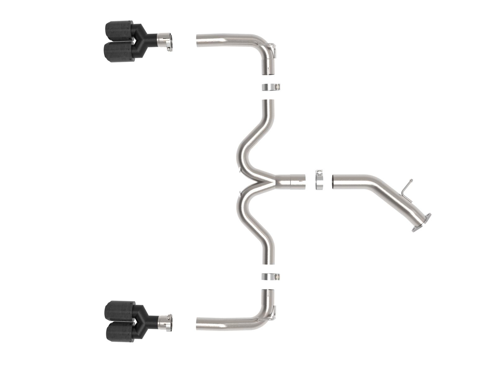 AFE Takeda 3 IN to 2-1/2 IN 304 Stainless Steel Axle-Back Exhaust Carbon Fiber Tip (2022-2024 Forte GT) - 49-37039-C