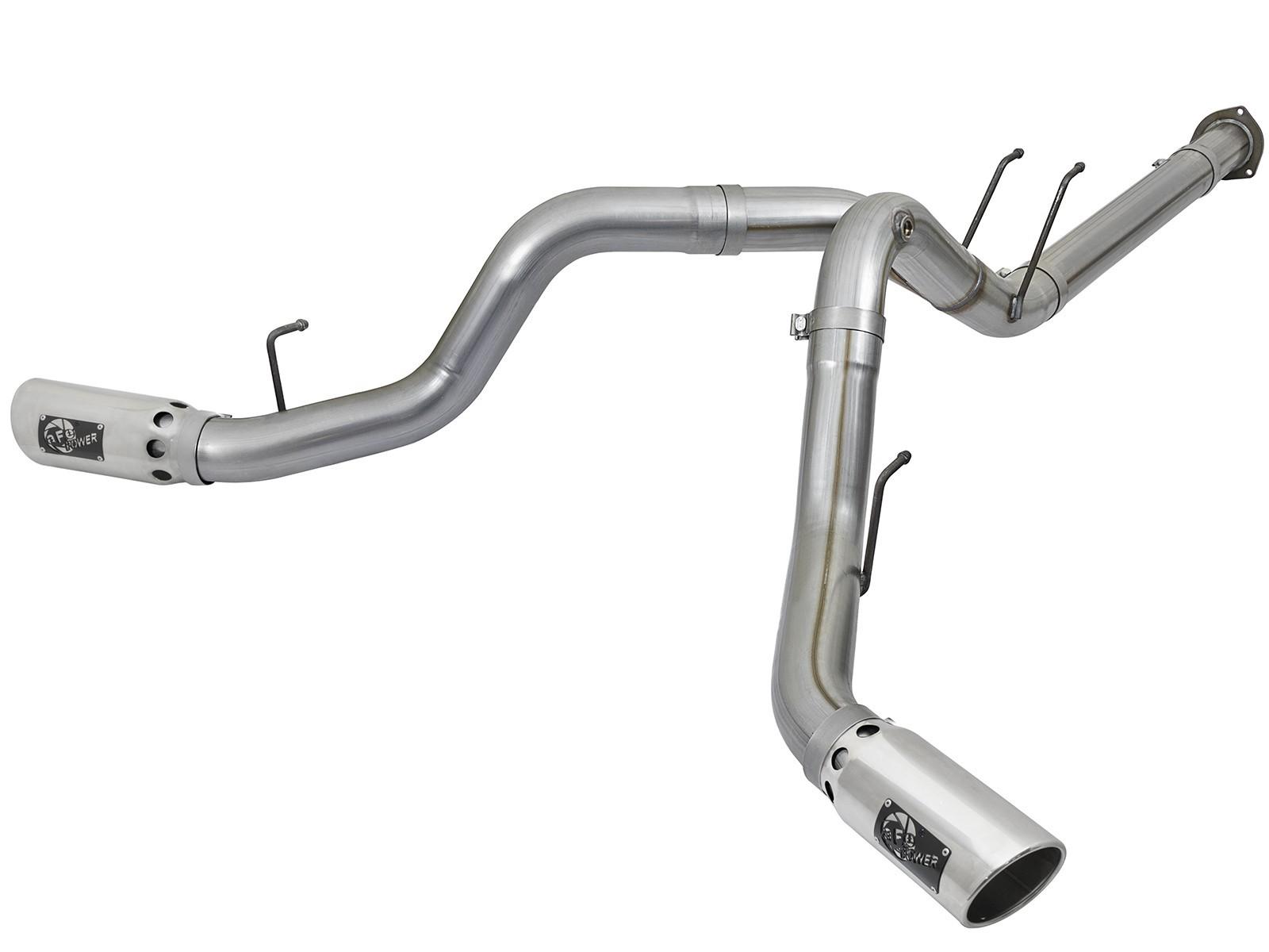 AFE Large Bore-HD 4 IN 409 Stainless Steel DPF-Back Exhaust System w/Polished Tip (2017-2021 F-250 Super Duty, F-350 Super Duty) - 49-43092-P