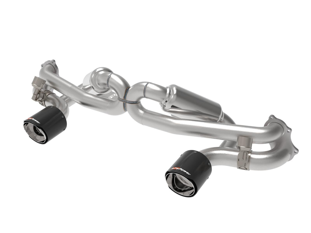 AFE MACH Force-Xp 2-1/2 IN 304 Stainless Steel Cat-Back Exhaust w/ Carbon Tip (Porsche Cayman GT4 20-22 H6-4.0L) - 49-36443-C