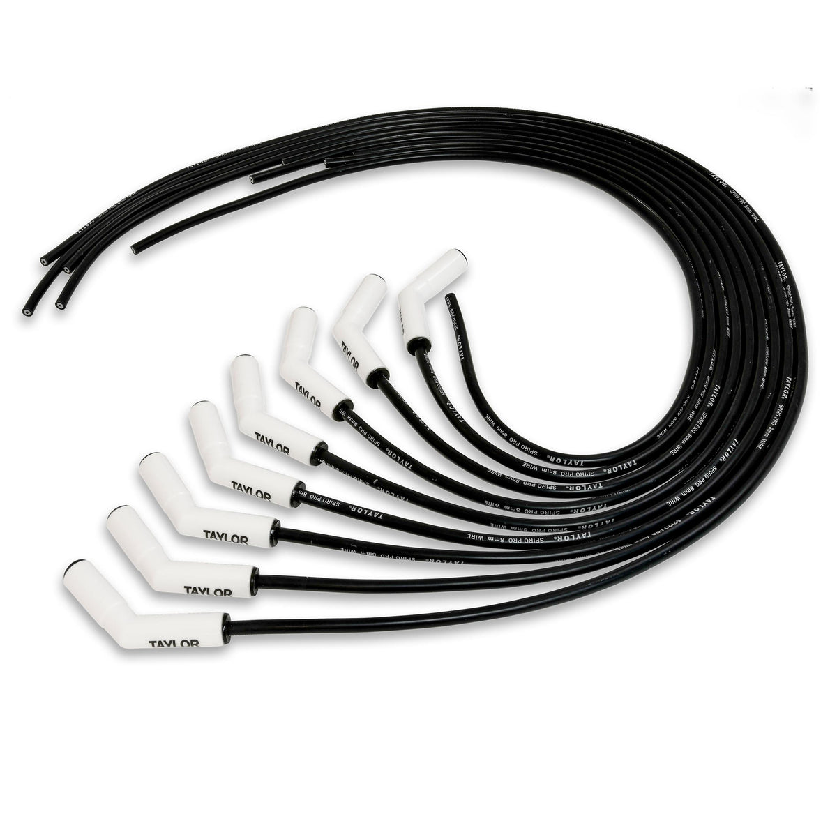 TAYLOR CABLE 8mm Spiro Pro White Ceramic Boot Universal Wire Set 135? Black - 75053