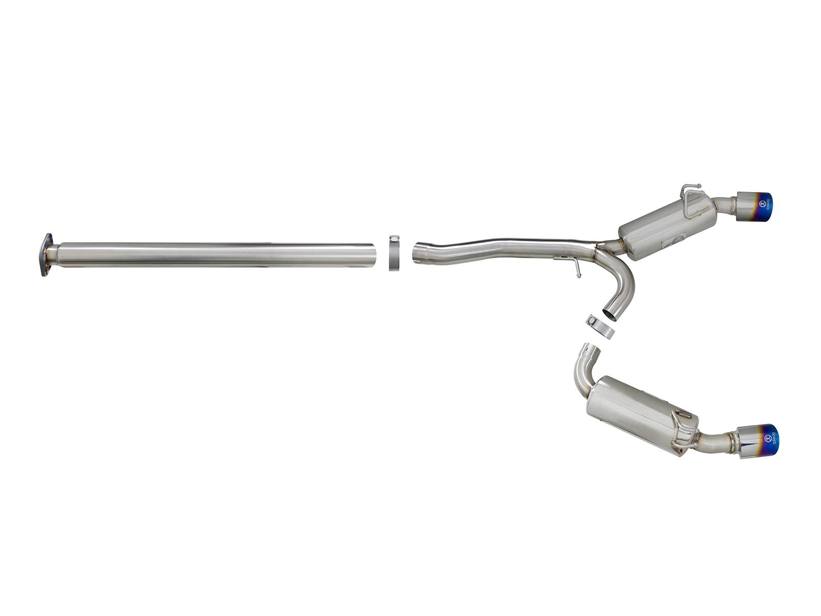 AFE Takeda 3 IN to 2-1/2 IN 304 Stainless Steel Cat-Back Exhaust w/ Blue Flamed Tips (2008-2015 Lancer, Lancer, Lancer, Lancer, Lancer, Lancer, Lancer, Lancer) - 49-36701-L