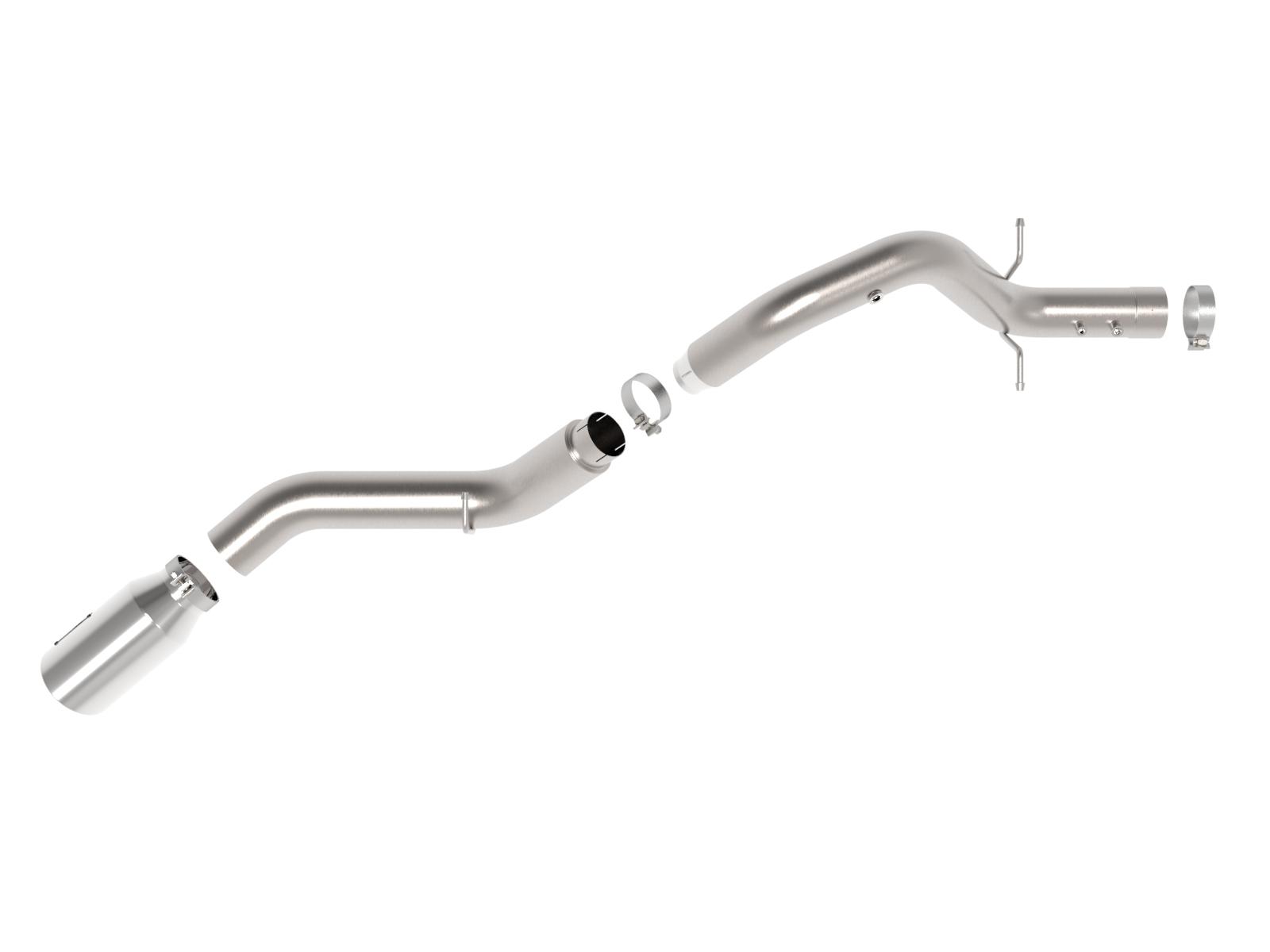 aFe Large Bore-HD 5 IN 409 Stainless Steel DPF-Back Exhaust System w/ Polished Tip (GM Diesel Trucks 24-25 V8-6.6L (td) L5P)- 49-44147-P