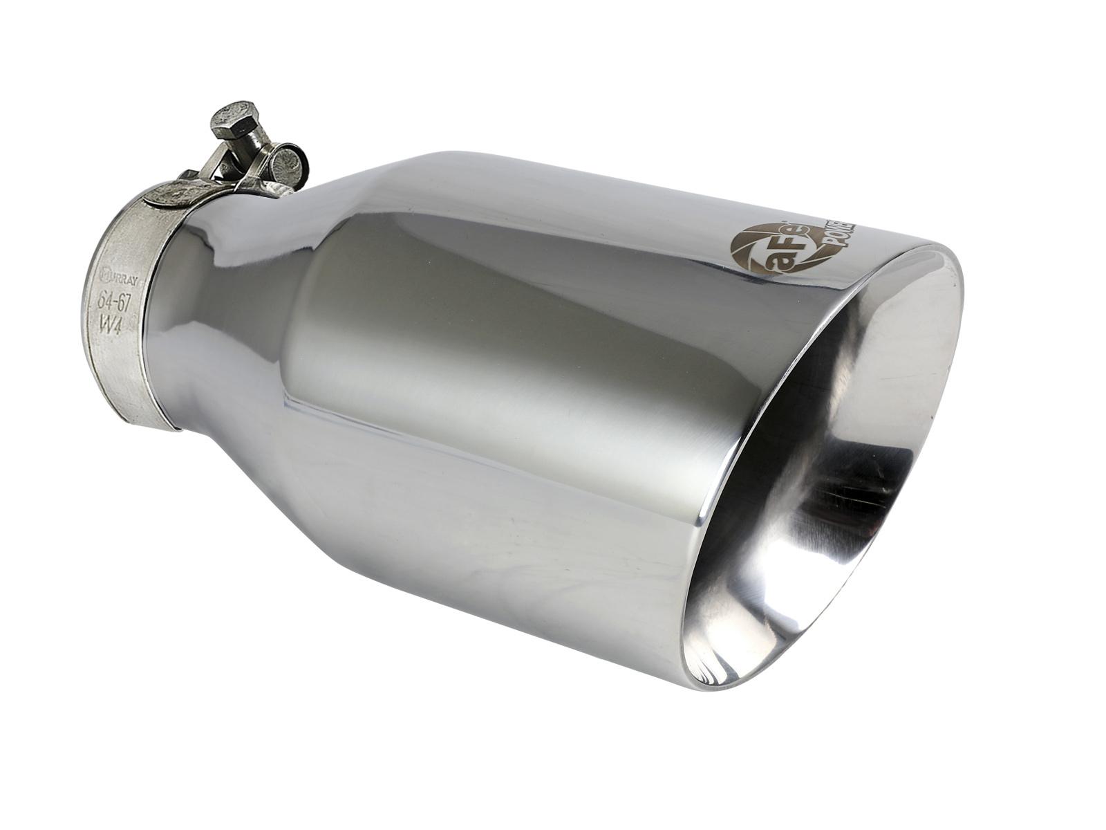 AFE MACH Force-Xp 304 Stainless Steel Clamp-on Exhaust Tip Polished (2-1/2 IN Inlet x 4-1/2 IN Outlet x 9 IN L) - 49T25454-P091