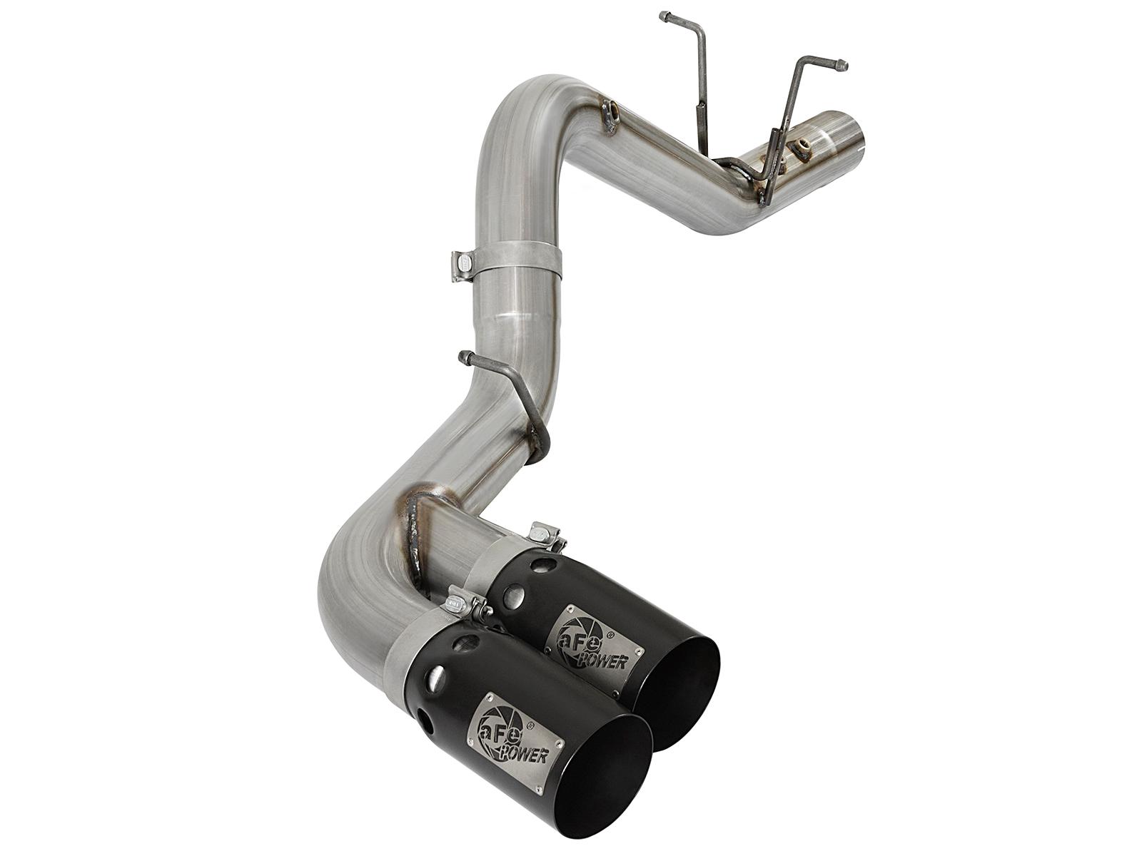 AFE Rebel XD 4 IN 409 Stainless Steel DPF-Back Exhaust w/Dual Black Tips (2017-2019 Silverado 2500 HD, Silverado 3500 HD, Sierra 2500 HD, Sierra 3500 HD) - 49-44089-B