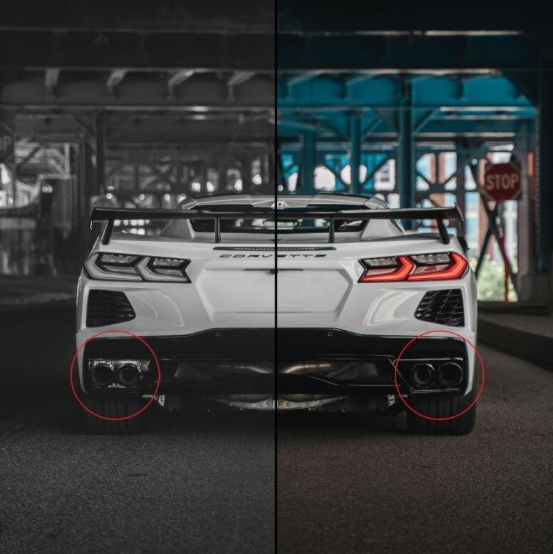 Corsa Pair of black aluminum exhaust cavity rear wheel self-adhesive heat wrap (2020-2026 Corvette C8) - AC010