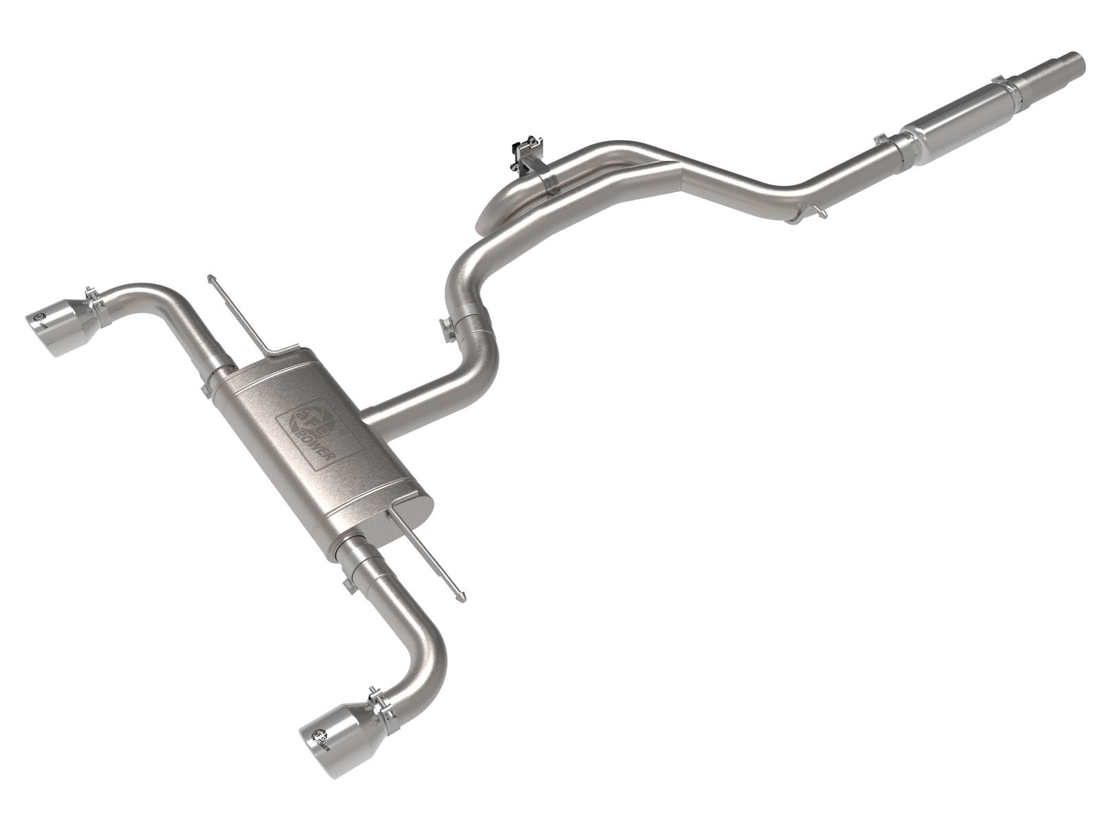 AFE Gemini XV 3 IN to 2-1/2 304 Stainless Steel Cat-Back Exhaust w/ Cut-Out Polished Volkswagen GTI (MKVIII) 22-23 L4-2.0L (t) - 49-36451-P