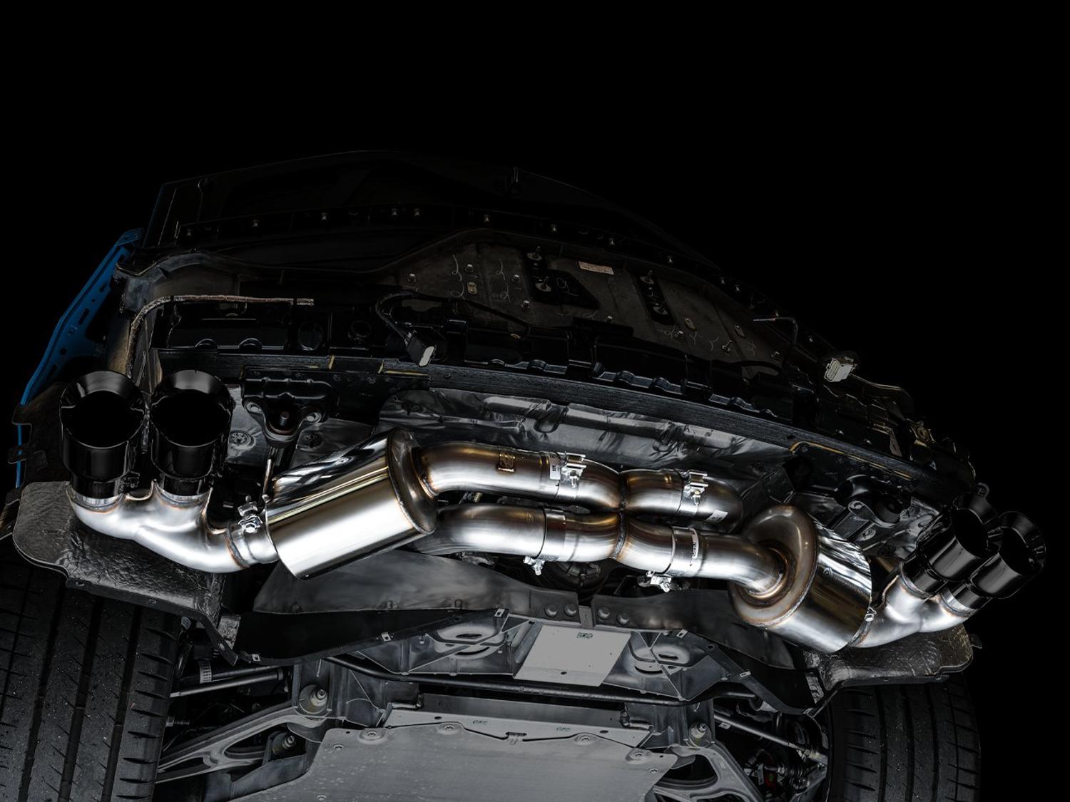 AWE Touring Edition Exhaust - Quad Diamond Black Tips (2020-2024 Corvette C8) - 3015-43159