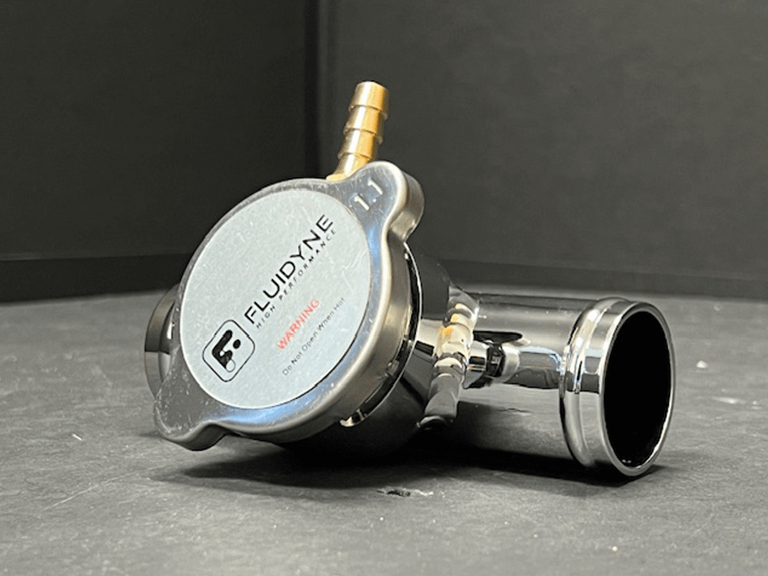 Fluidyne Remote Radiator filler neck, Aluminum Billet, Polished, 5'' length, 1-3/4'' hose size with cap - ACC.RFNPOL175
