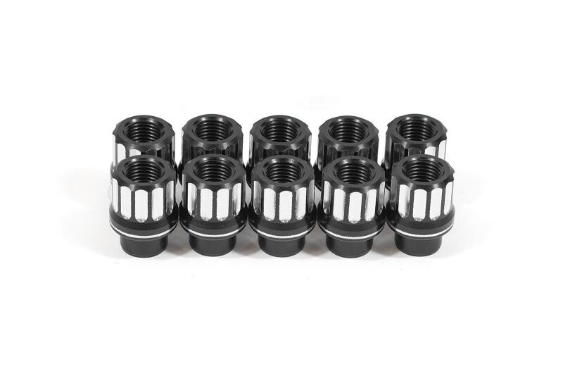 BMR Fabrication Lug nut kit, 1/2-20 RH, shank, 12-pt, aluminum, set of 10 Black Anodized (1979-2014 Fox Mustang) - LNK003
