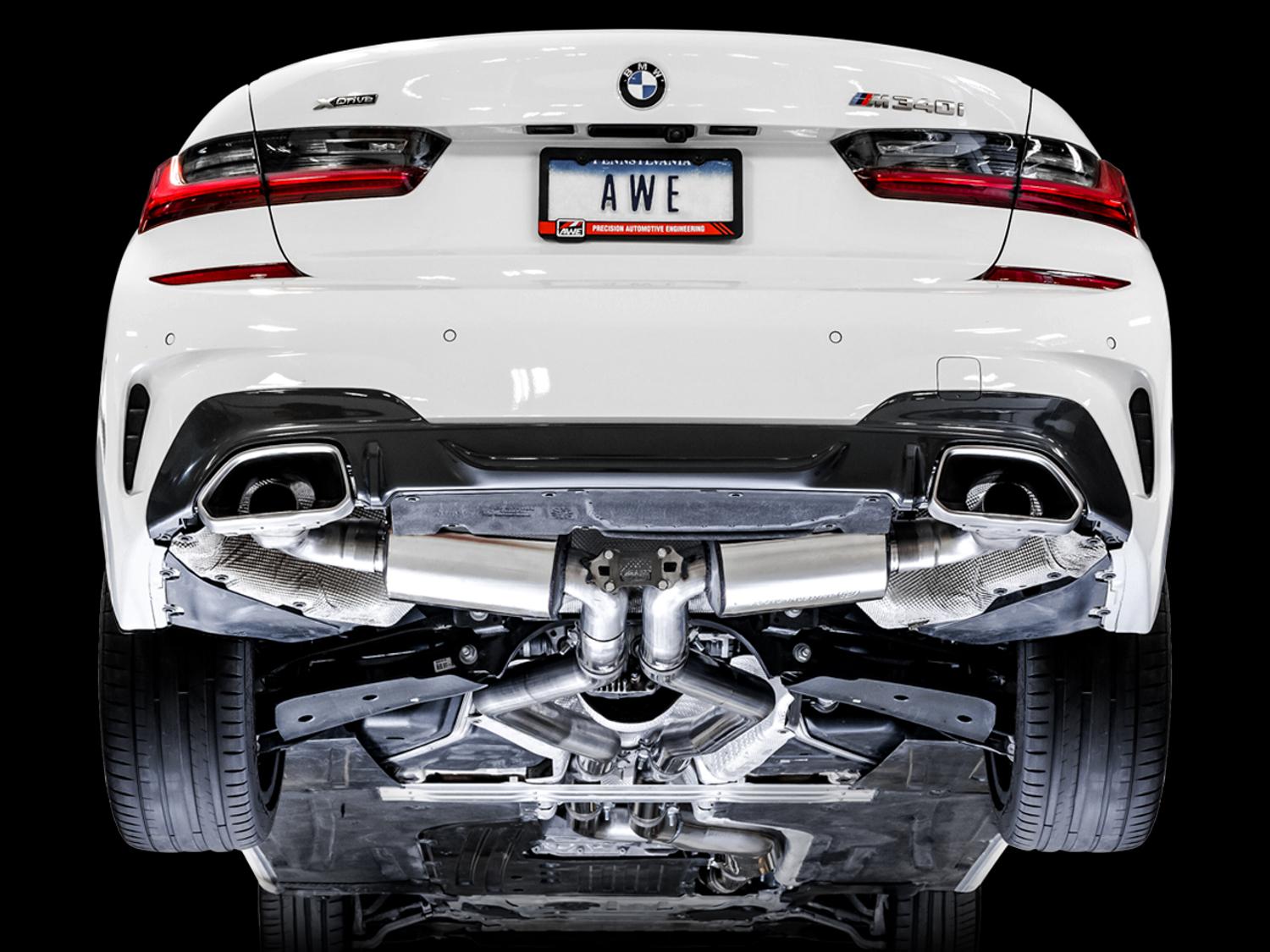 AWE Non-Resonated Touring Edition Exhaust for G20 M340i - OE Tips (2019+ 3 Series) - 3015-11058