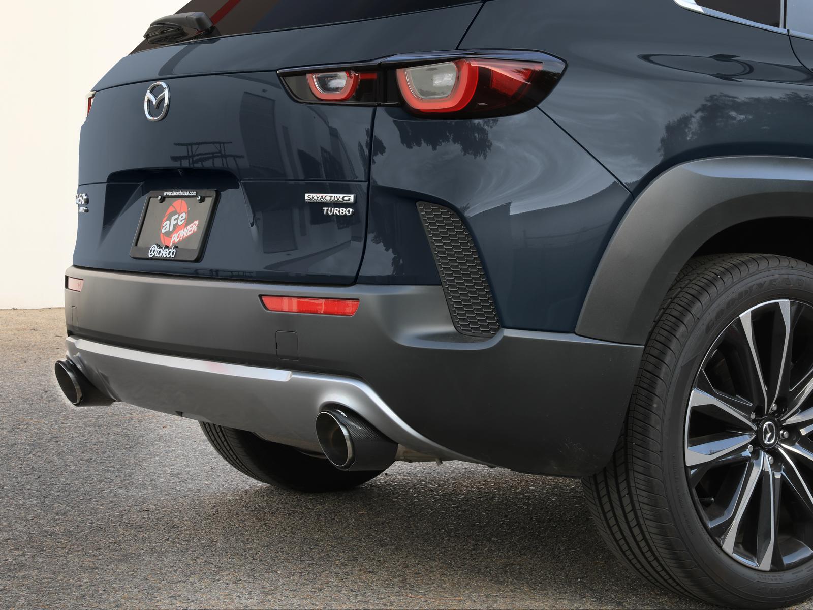AFE Takeda 2-1/2 IN 304 Stainless Steel Axle-Back Exhaust w/ Carbon Fiber Tip (2023-2025 CX-50) - 49-37036-C