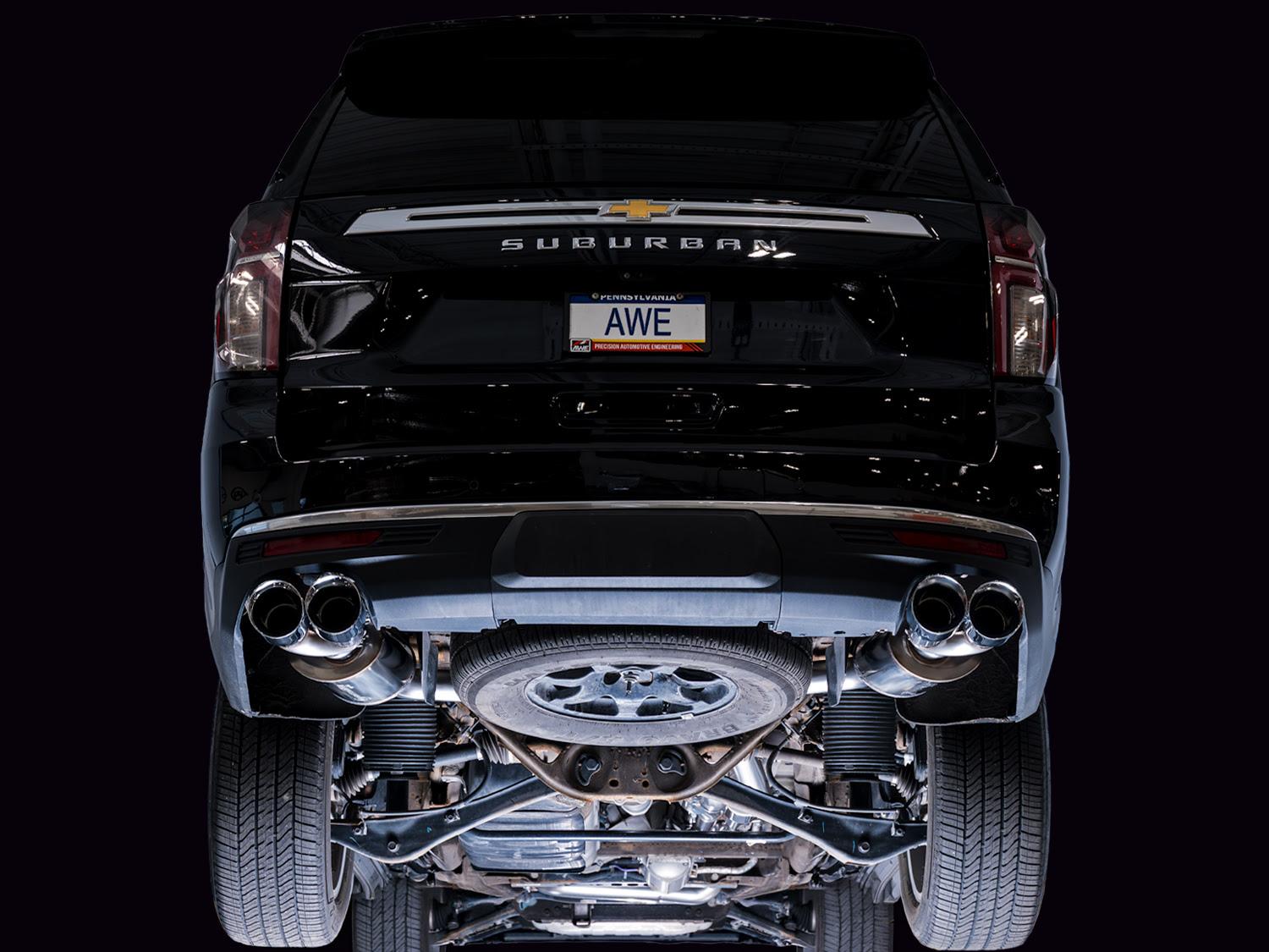 AWE 0FG Catback Exhaust - Diamond Black Tips (2021+ Suburban/Yukon XL 6.2L) - 3015-43221