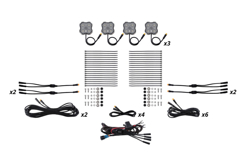 Diode Dyamics Rock Light - Red/White - M8 12-Pack
