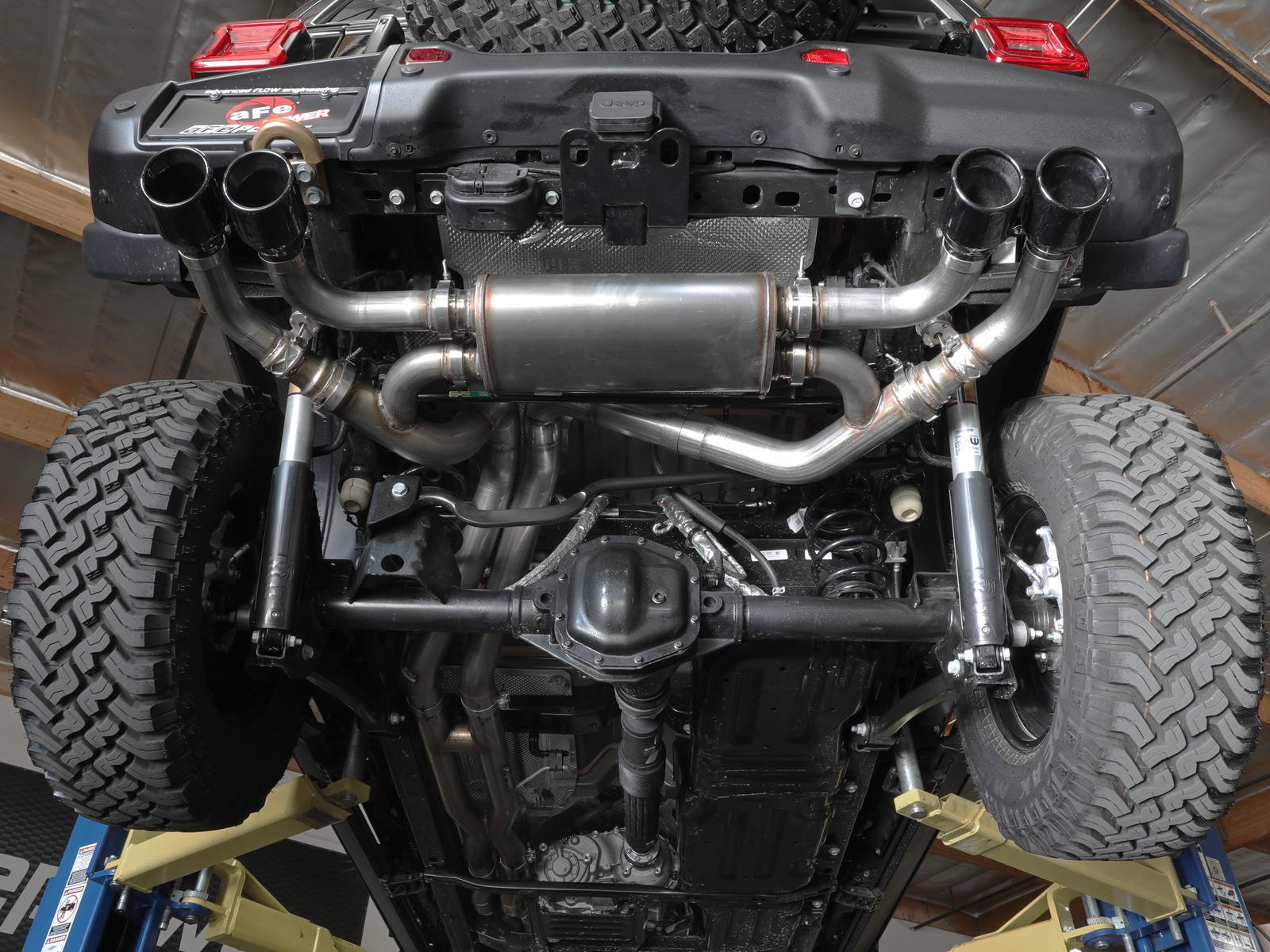 aFe Vulcan Series 2.5" to 3" 304 Stainless Steel Cat-Back Exhaust system w/ Black Tips (2021-2022 Jeep Wrangler 392 V8-6.4L) - 49-38098-B
