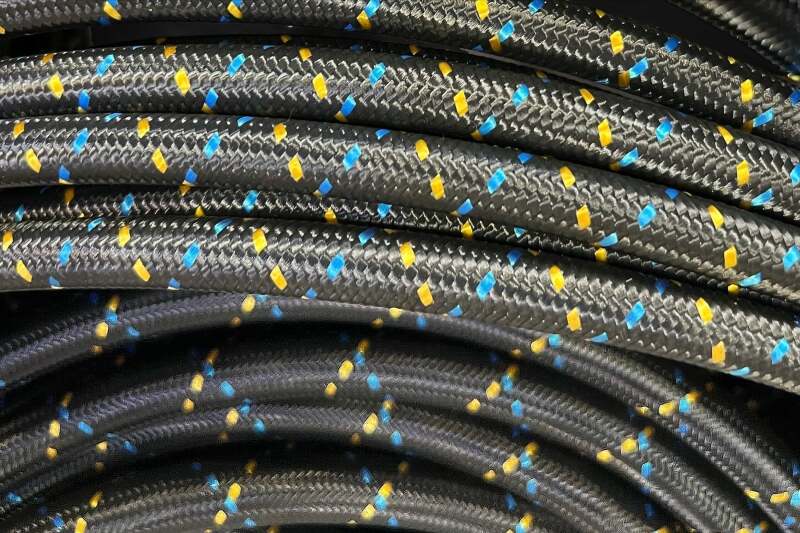 GReddy AN10 Reusable Hose Nylon Braided, Black/Gold/Blue