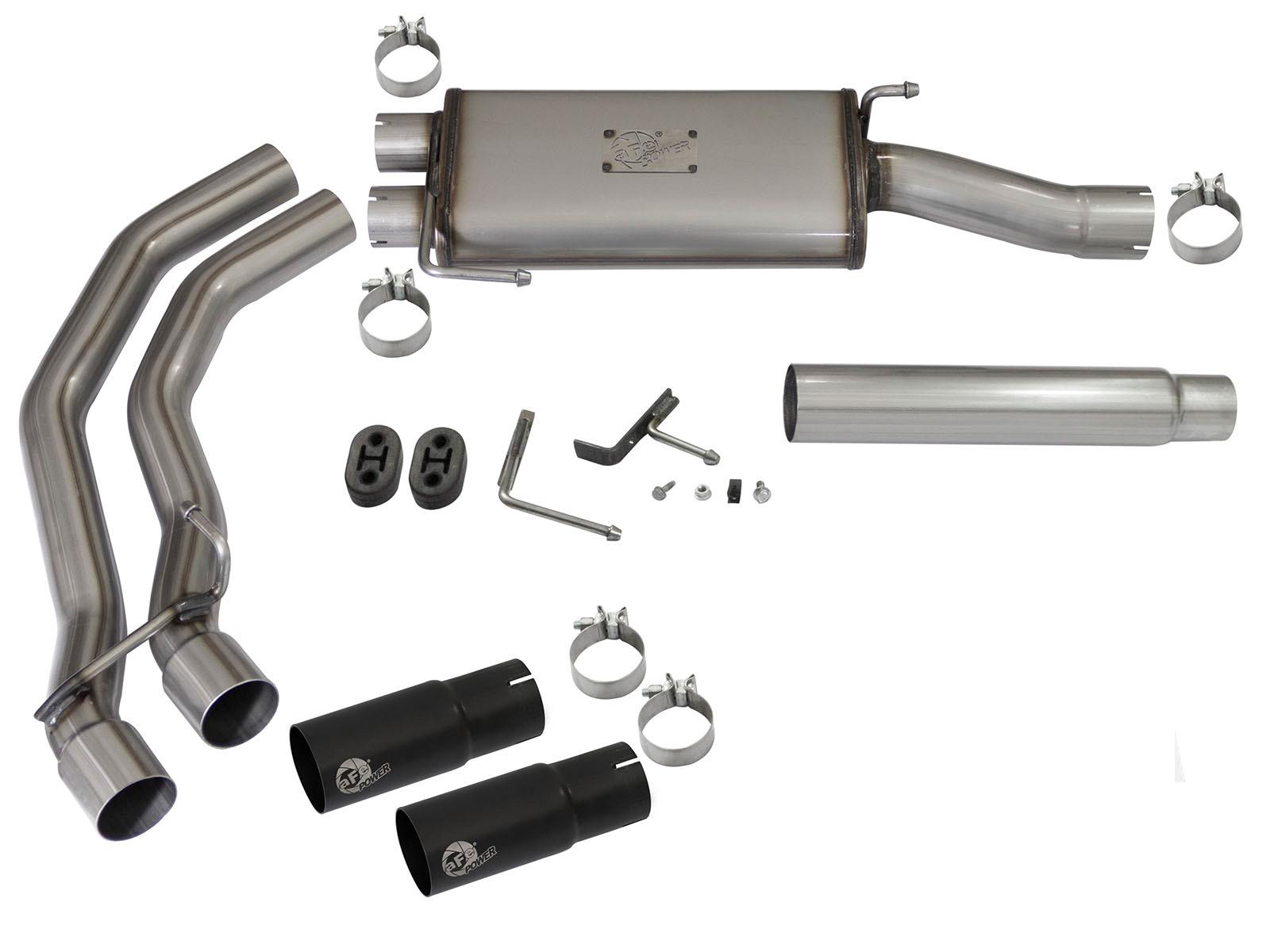 AFE Rebel Series 3 IN to 2-1/2 IN 409 Stainless Steel Cat-Back Exhaust w/Black Tip (2004-2008 F-150) - 49-43079-B