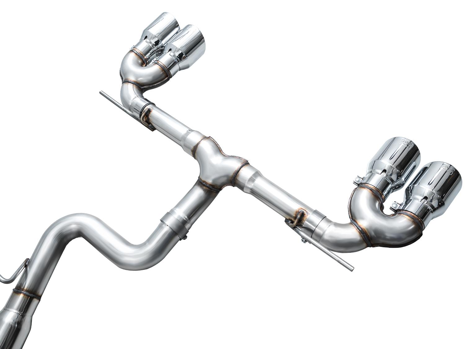 AWE Track Edition Exhaust for Volkswagen MK8 Golf R - Chrome Silver Tips - 3020-42658