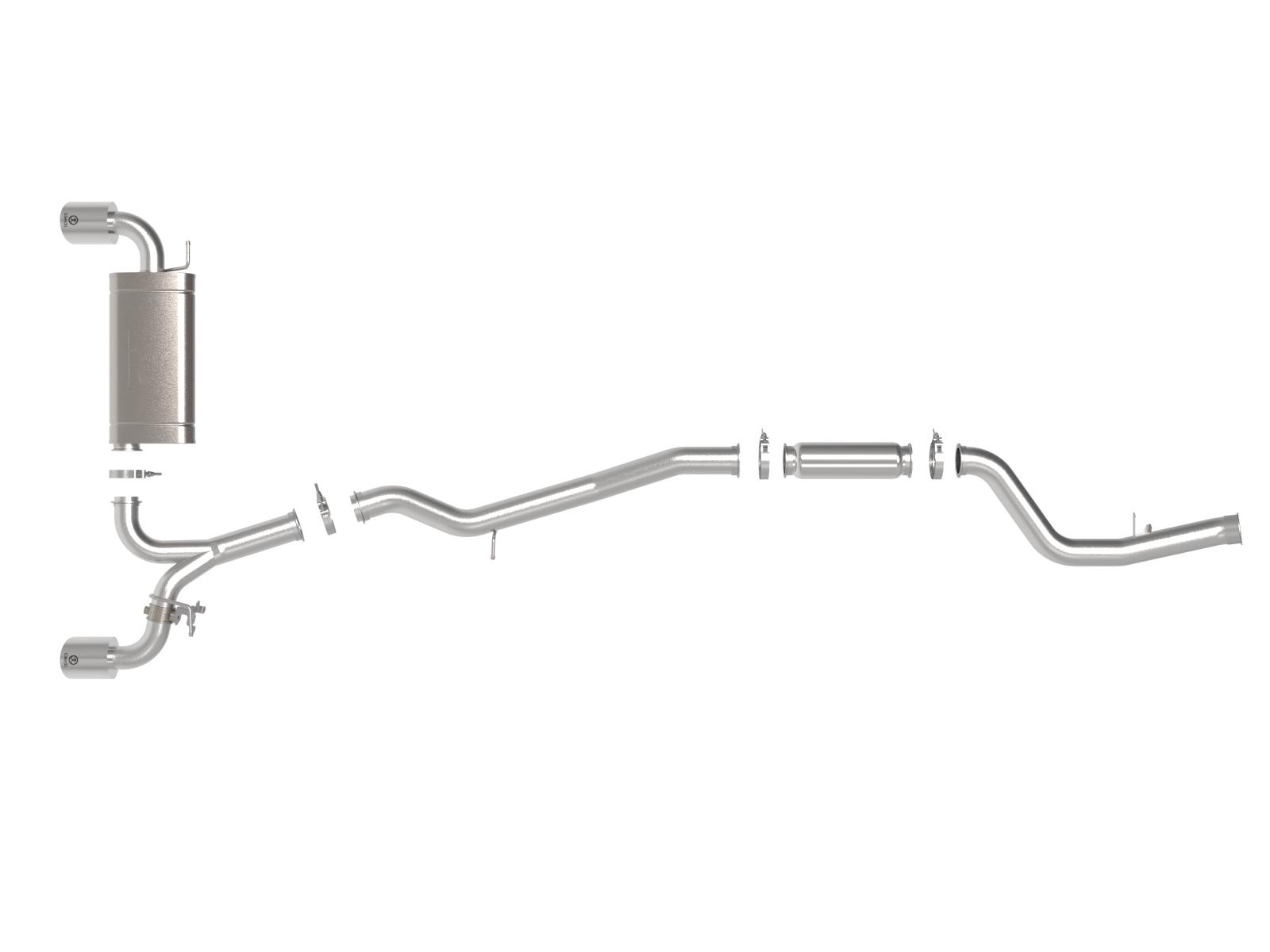 AFE Takeda Cat-Back Exhaust System w/ Dual Rear Exit Polished Tip (2021-2021 GR Supra) - 49-36050-P