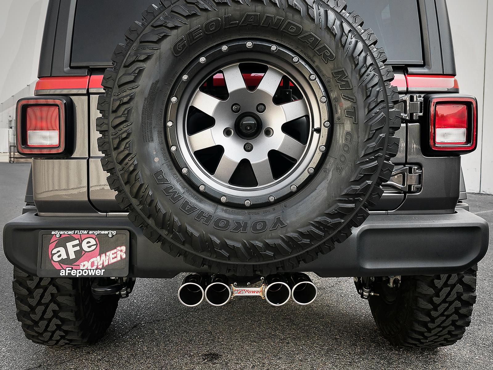 AFE Rebel Series Cat-Back Exhaust w/ Quad Polished Tip (2018-2021 Wrangler, Wrangler) - 49-38071-P