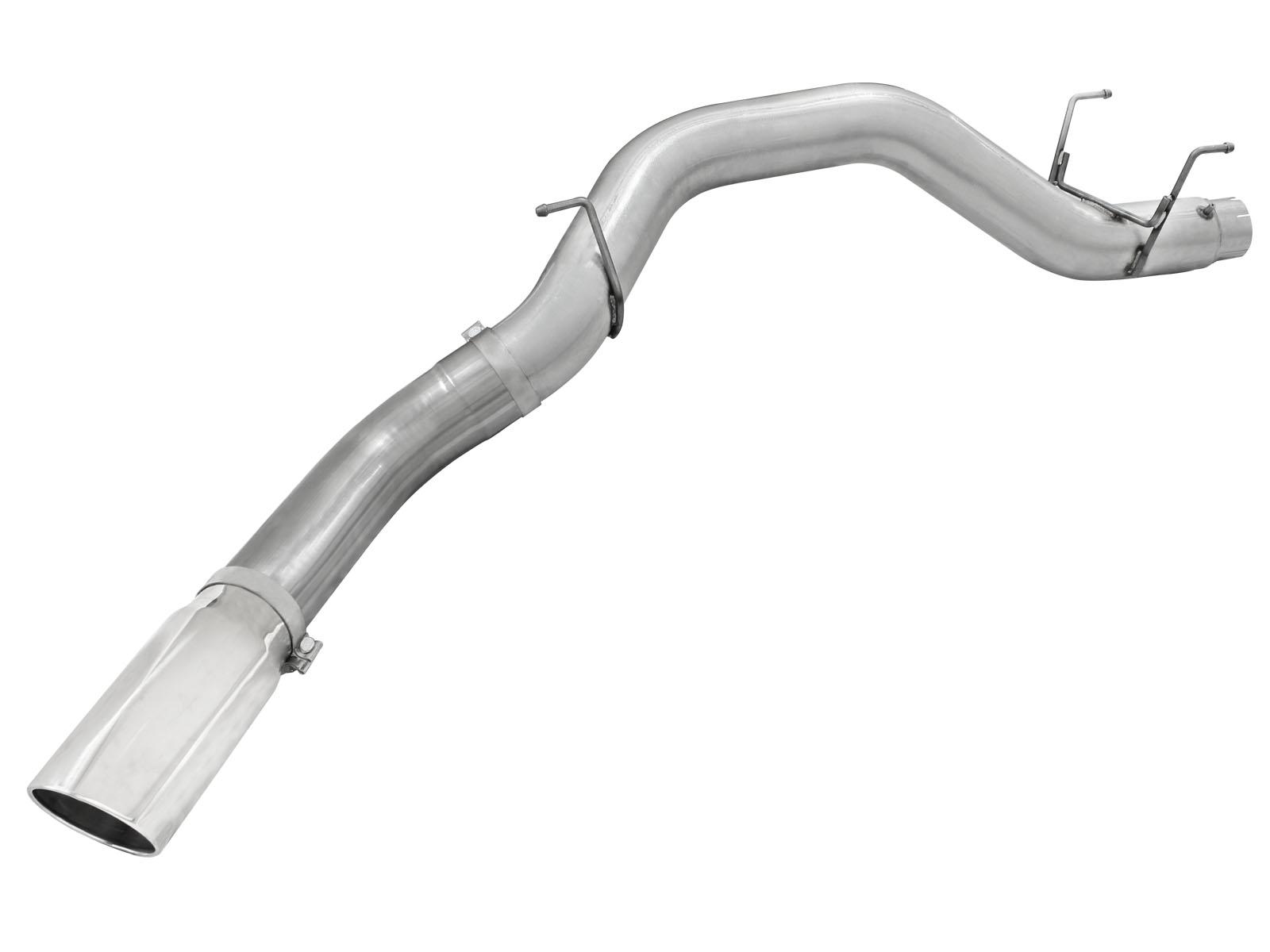 AFE Large Bore-HD 5 IN 409 Stainless Steel DPF-Back Exhaust System w/Polished Tip (2013-2018 2500, 2500, 3500, 3500) - 49-42039-P