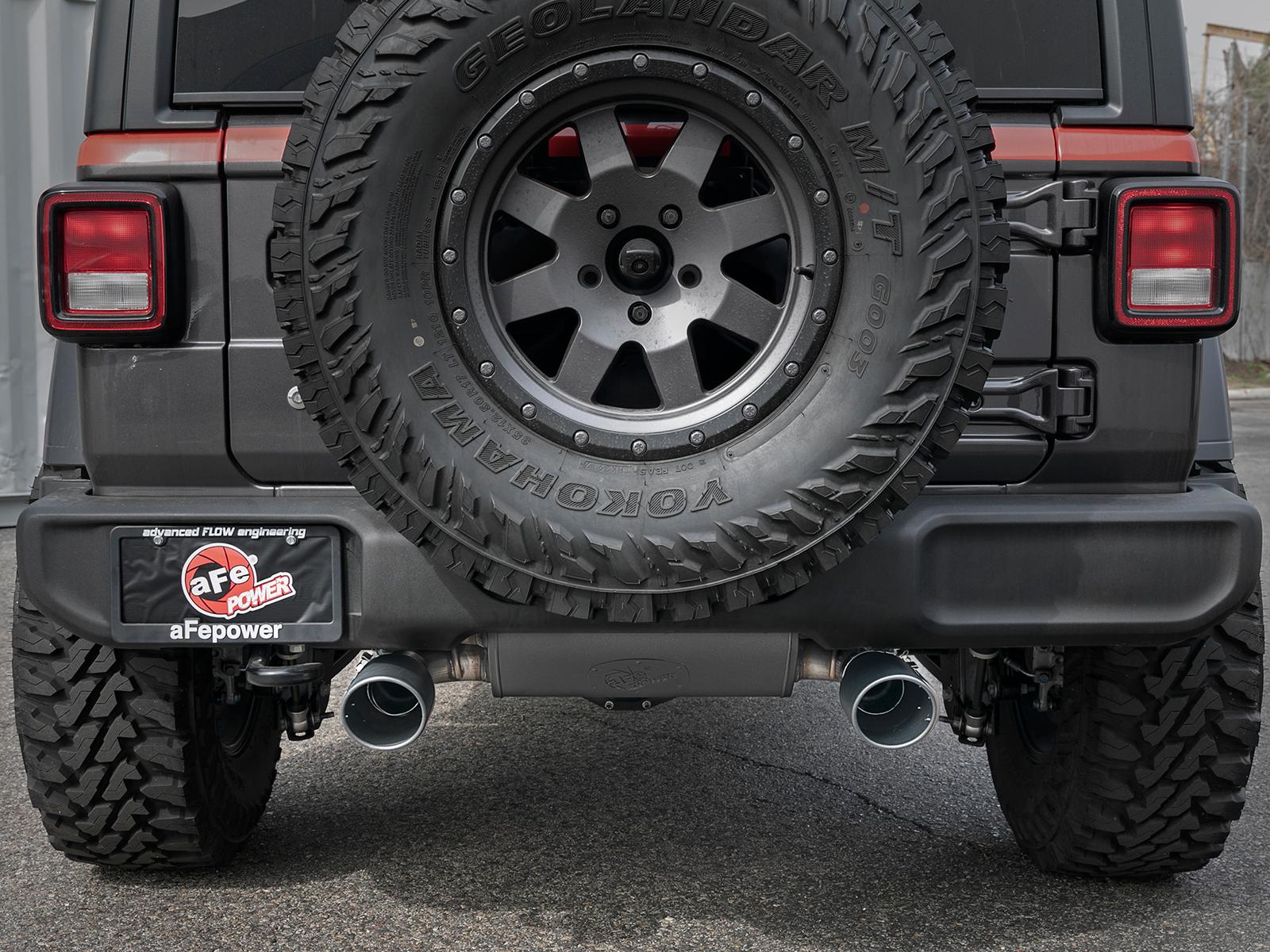 AFE MACH Force-Xp Cat-Back Exhaust w/ Dual Black Tip (2018-2021 Wrangler, Wrangler) - 49-48076-B