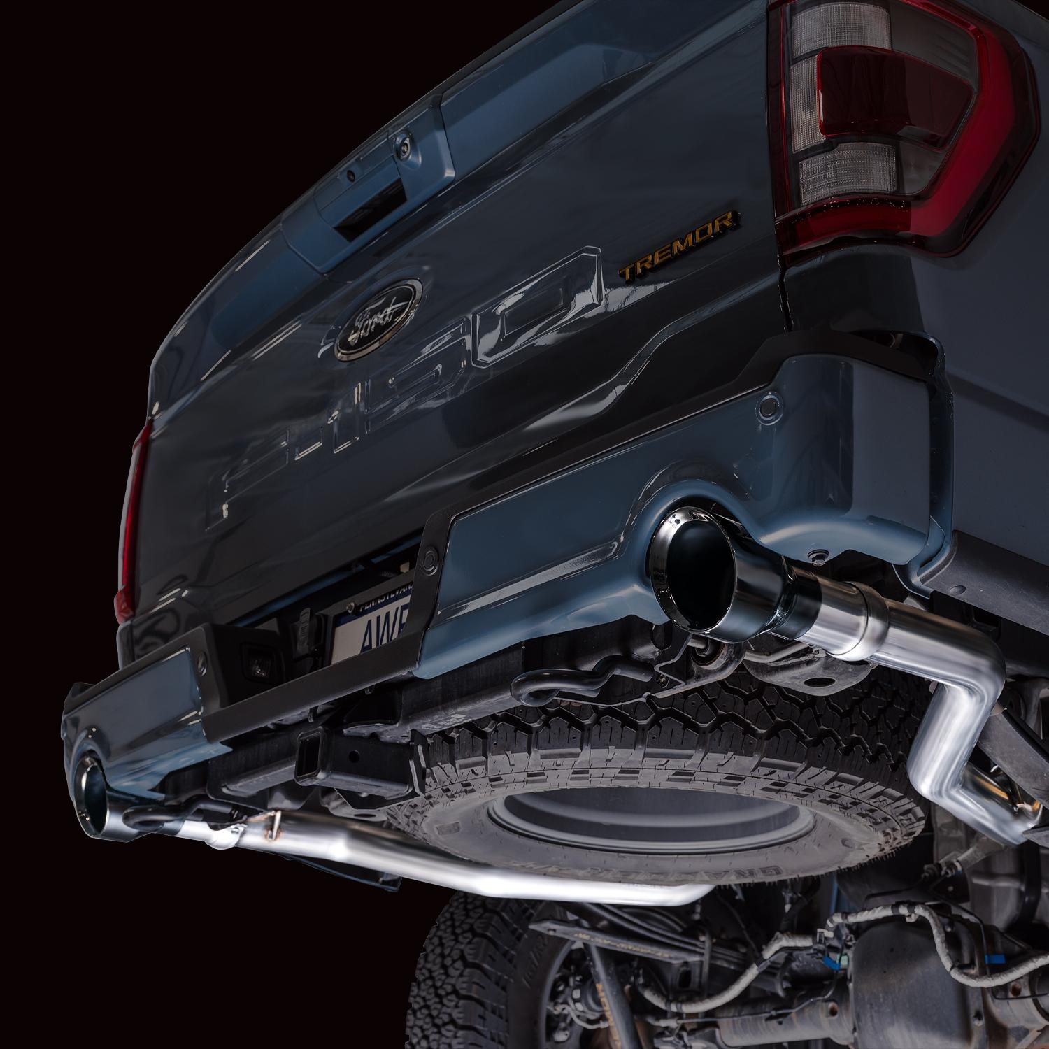 AWE 0FG Non-Resonated Catback (With Bumper Cutouts) - Diamond Black Tips (2021-2025 F-150 Tremor 3.5L / 5.0L) - 3020-33402