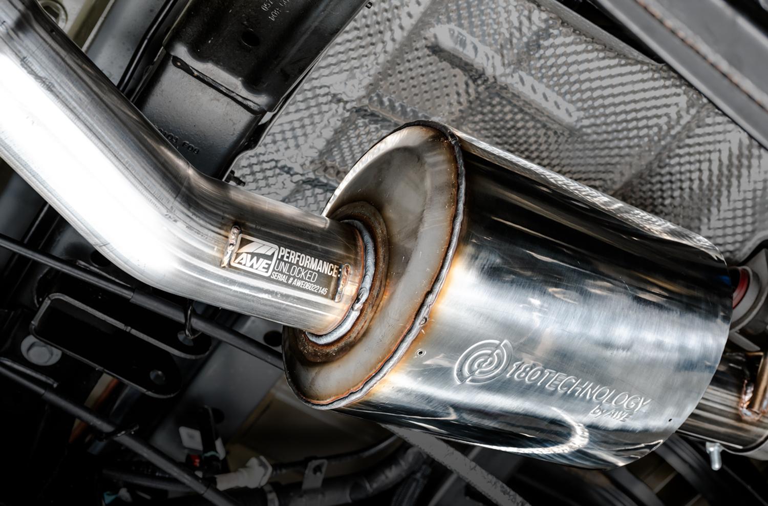 AWE Tread Edition Catback Dual Exhaust for Jeep JT 3.6L - Diamond Black Tips (2020-2021 Jeep Gladiator) - 3015-33101