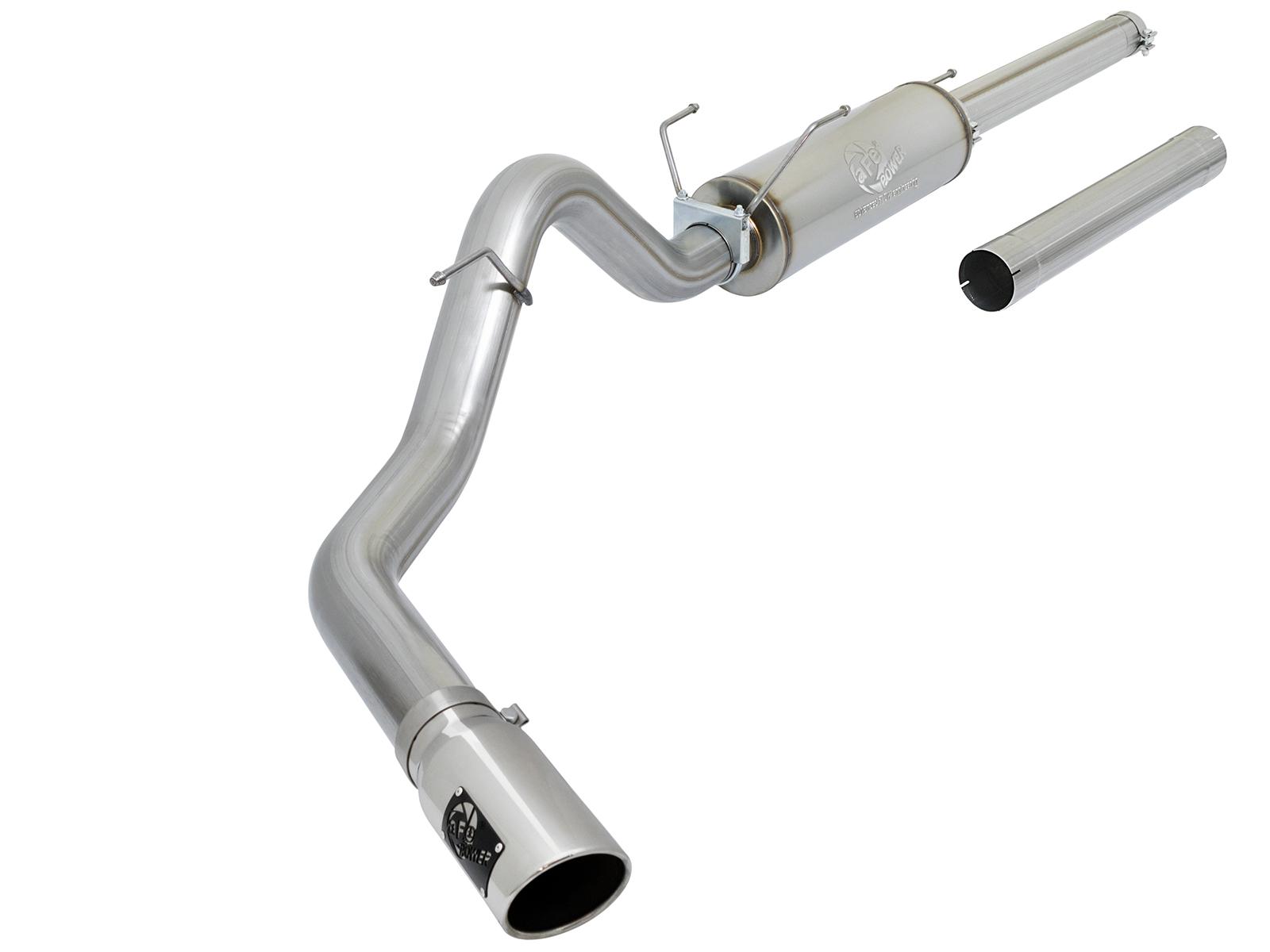 AFE Large Bore-HD 4 IN 409 Stainless Steel Cat-Back Exhaust System w/ Polished Tip - 49-42005