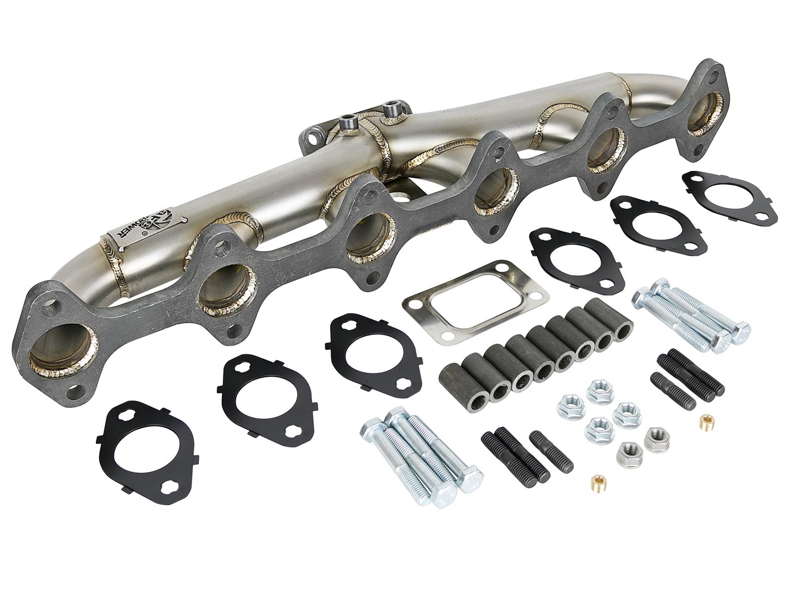 AFE Twisted Steel 304 Stainless Steel Header w/ T3 Turbo Flange (Dodge Diesel Trucks 98.5-02 L6-5.9L (td)) - 48-32020
