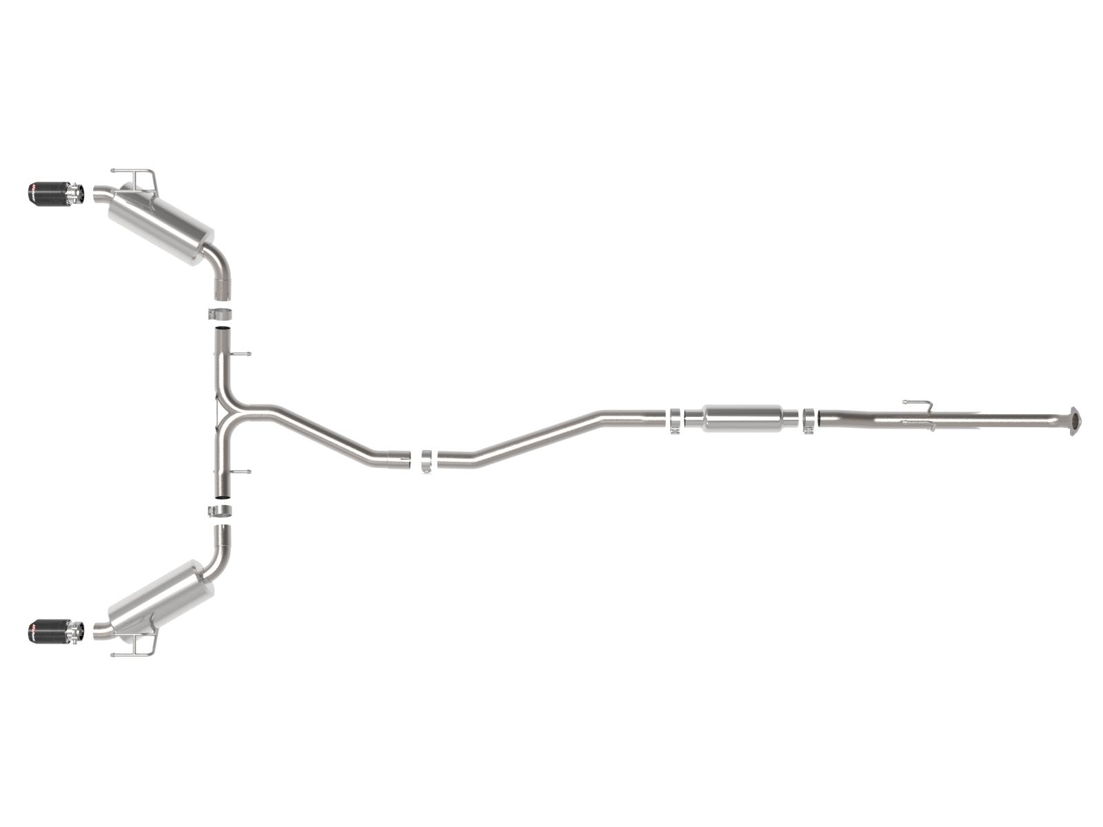AFE Takeda 2-1/2 IN to 2-1/4 IN 304 Stainless Steel Cat-Back Exhaust System Carbon (Honda Civic 2022 L4-1.5L (t)) - 49-36628-C
