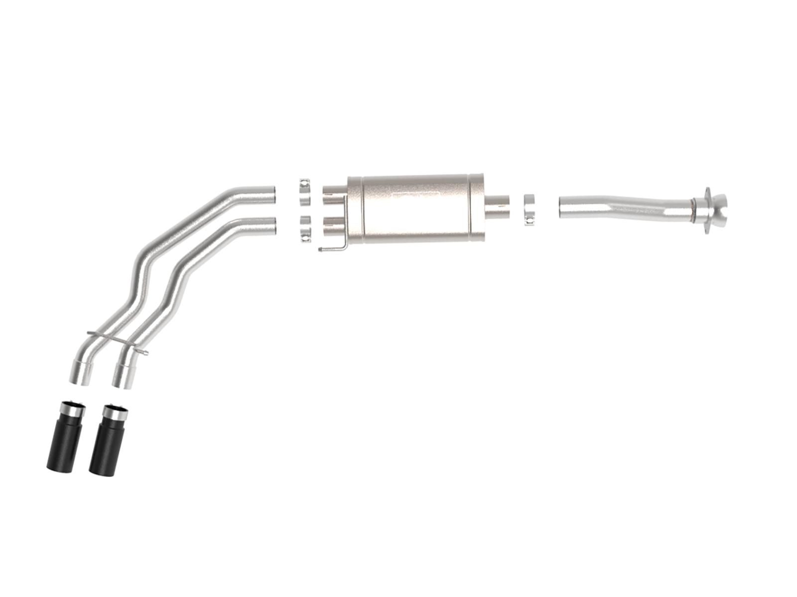 AFE 49-43128-B Rebel Series 3 IN to 2-1/2 IN Stainless Steel Cat-Back Exhaust System w/ Black Tip (2021-2025 Ford F-150 V6-2.7 TT / 3.5L TT / V8-5.0L)