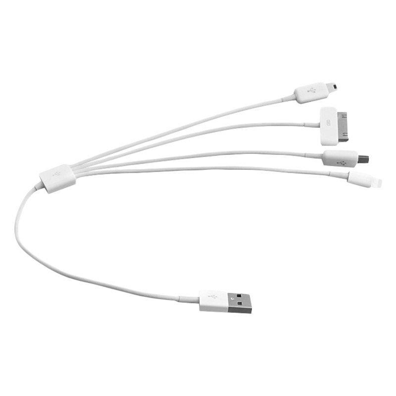 Antigravity Batteries USB 4-into-1 CABLE Tips: Micro, Mini, USB-C, Apple 8-pin - AG-MSA-14