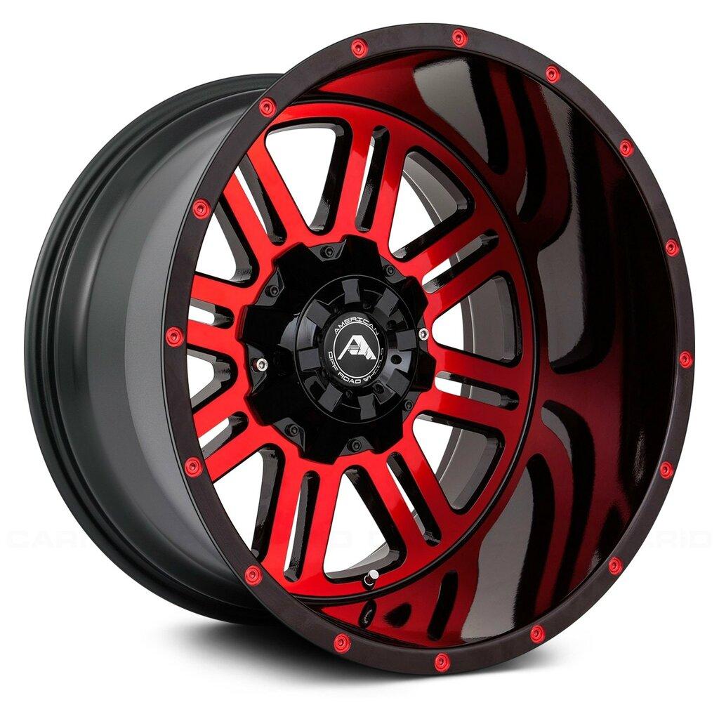 American Off-Road 20x12 A106 Wheel - 8x170 Bolt, -44 ET, Black Machine Face Red Tint - A10620A2870-44BMF-Red