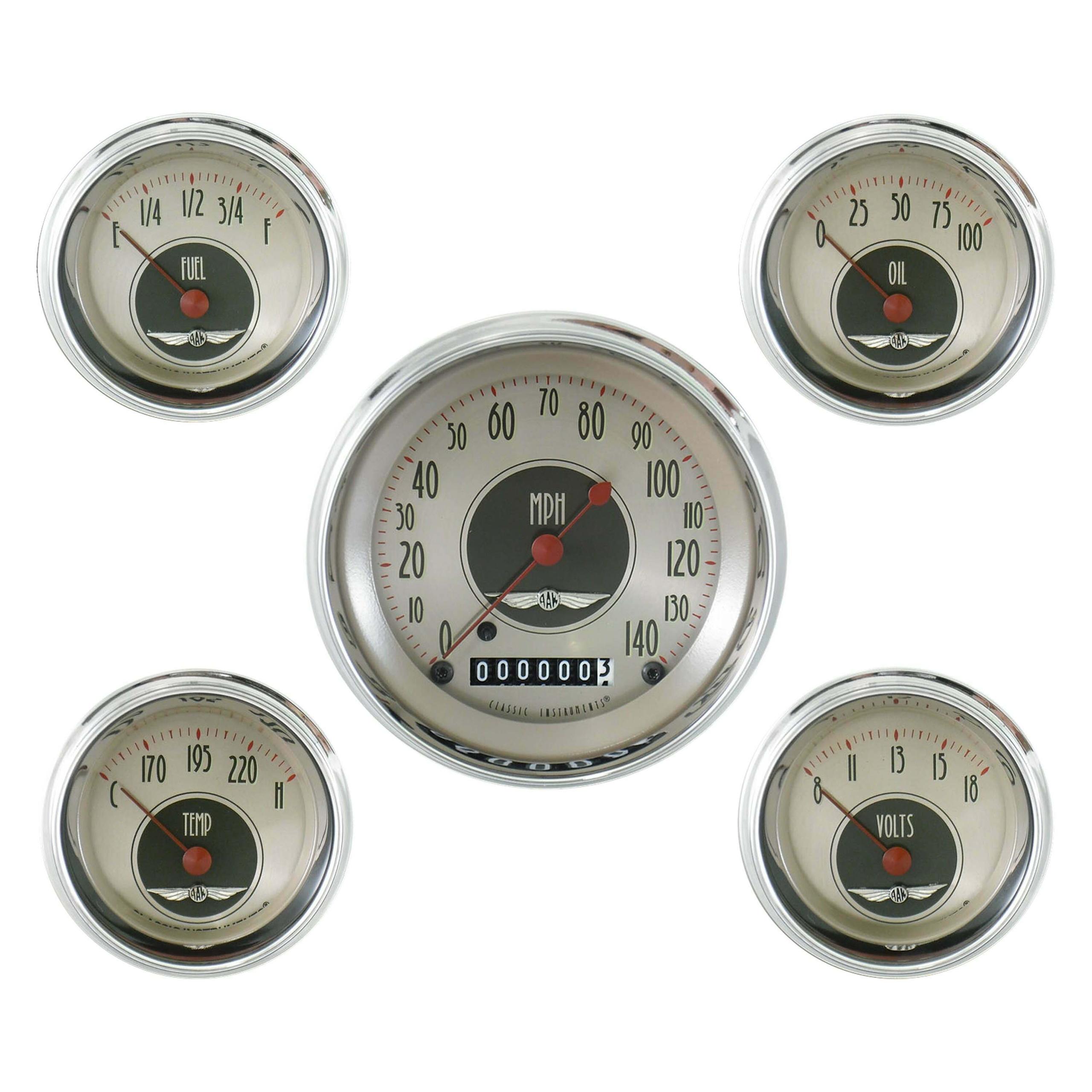 Classic Instruments American Nickel 5 Gauge Set - AN00SHC