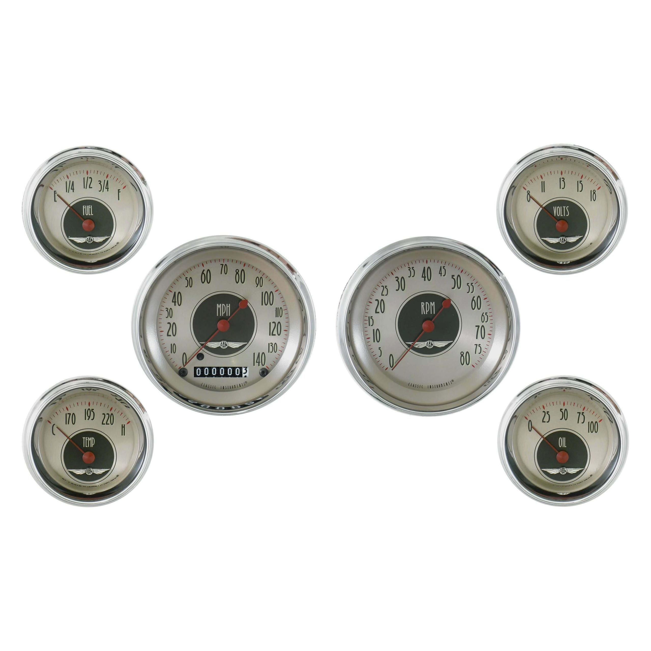 Classic Instruments American Nickel 6 Gauge Set - AN01SHC