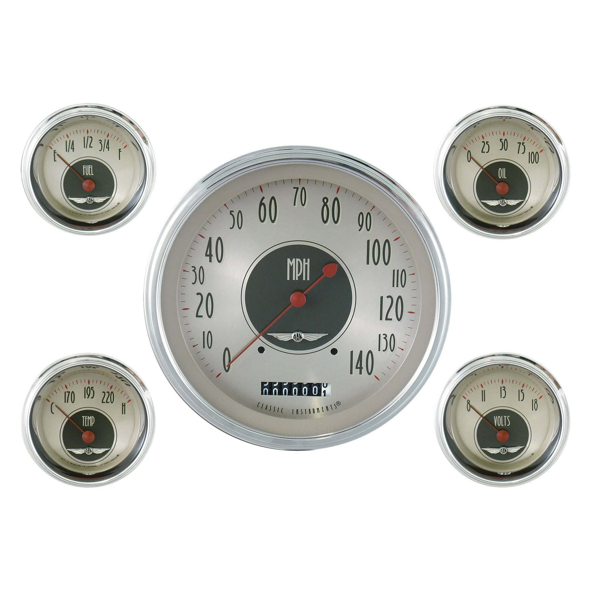 Classic Instruments American Nickel 5 Gauge Set - AN54SLC
